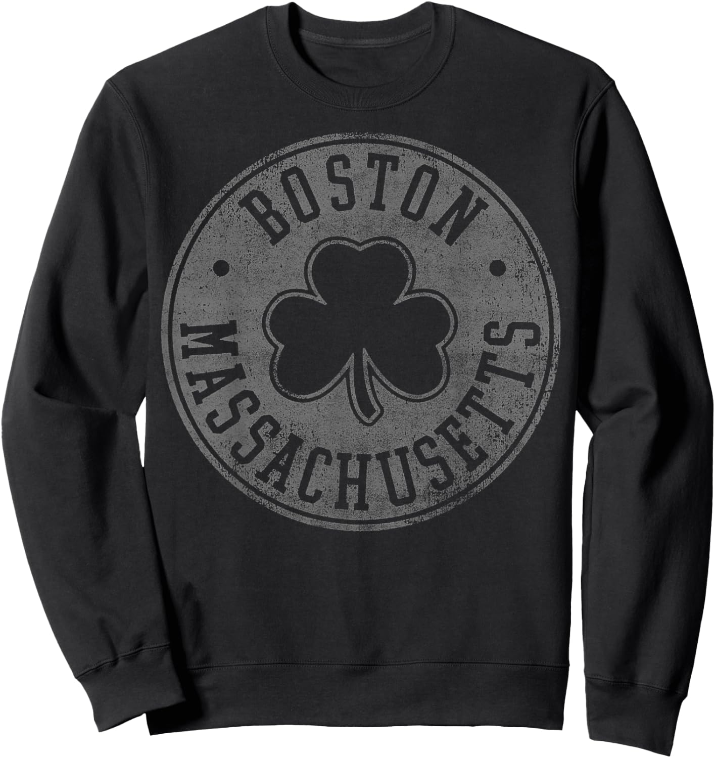 Boston Massachusetts Shamrock Logo Sweatshirt - Sweatshirt | Black