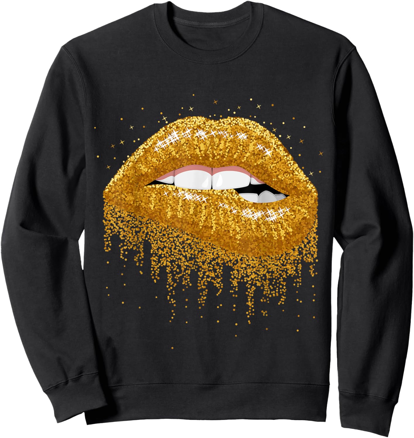 Sexy Women Girls Graphic Lips shirt, Women Printed Lips Sweatshirt - Sweatshirt | Black