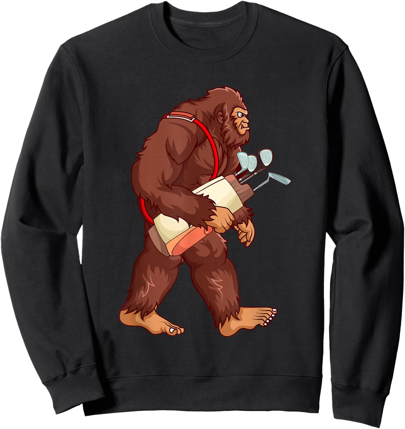 Funny Sasquatch Lover Golf Gift Bigfoot Golfer Golfing Gift Sweatshirt - Sweatshirt | Black