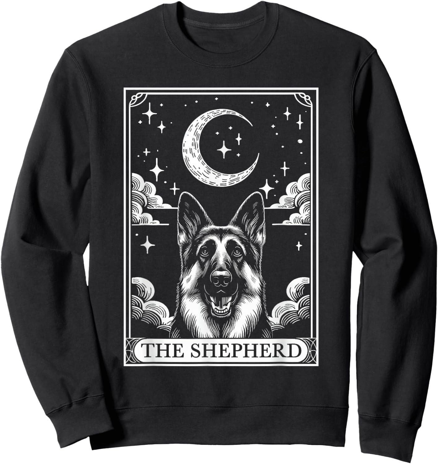 Tarot Card Vintage Crescent Moon German Shepherd Dog Mom Sweatshirt - Sweatshirt | Black