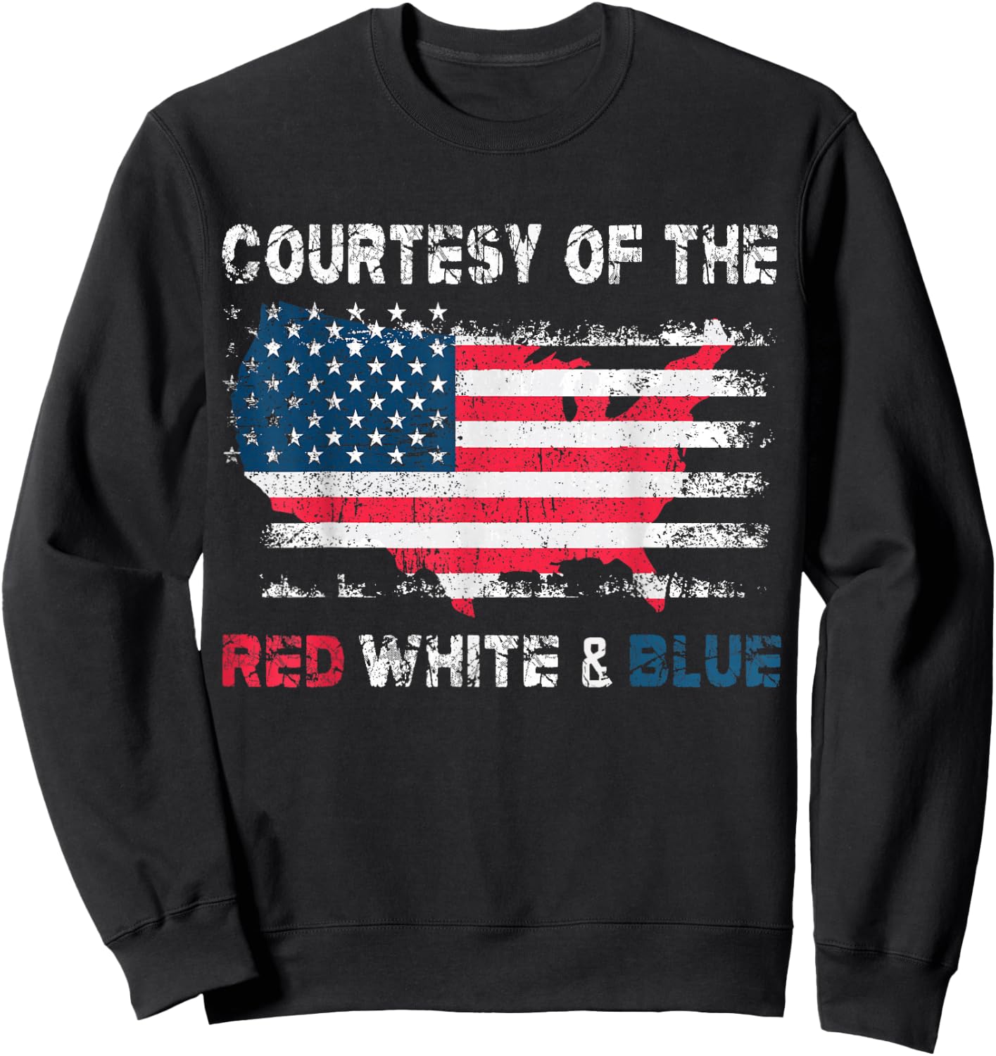 Courtesy of The Red White and Blue Vintage America US Flag Sweatshirt - Sweatshirt | Black
