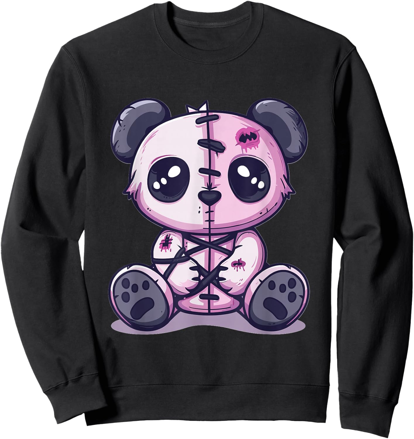 Goth Pastel Cute Creepy Kawaii Panda Voodoo Doll Sweatshirt - Sweatshirt | Black