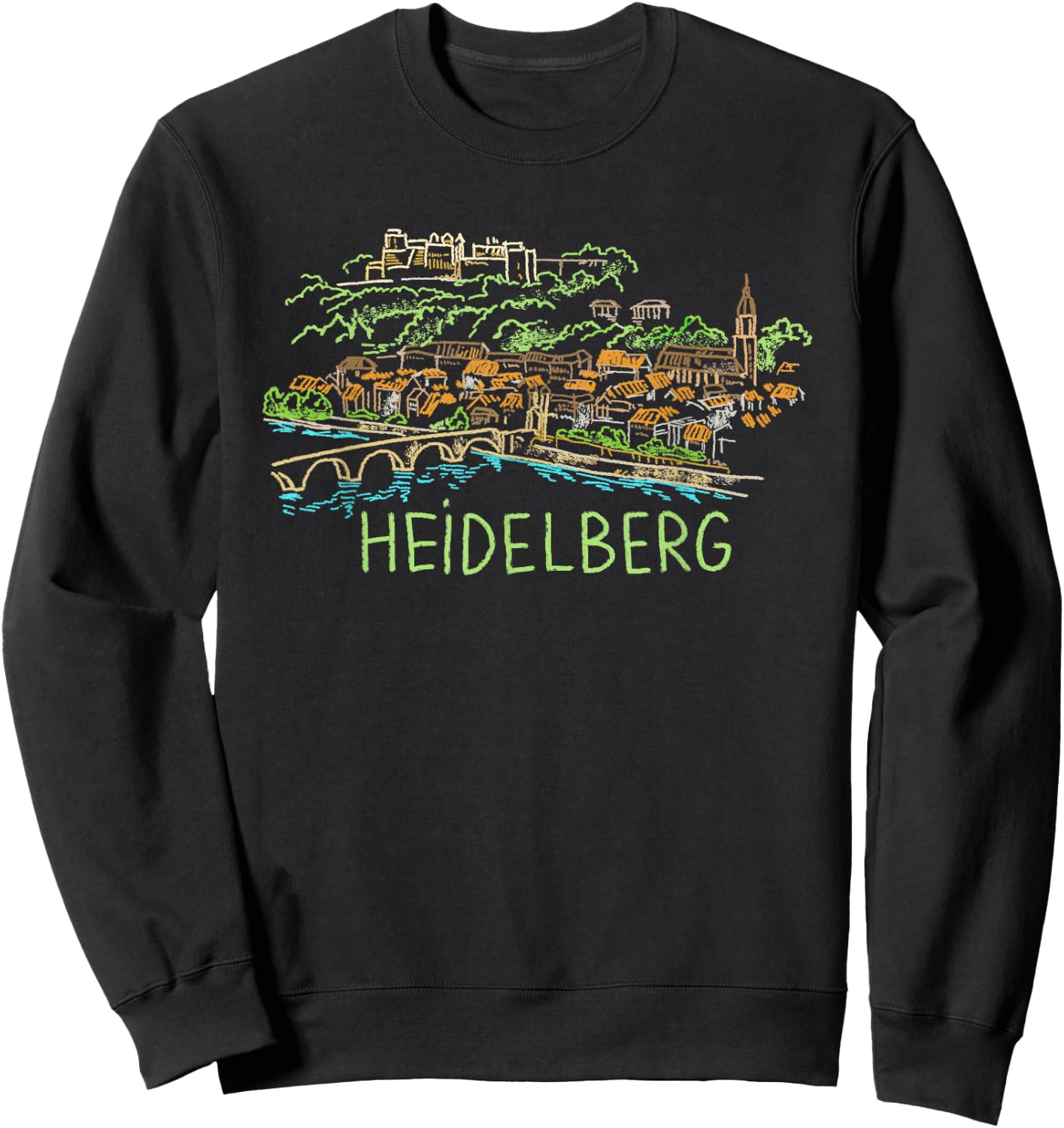 Heidelberg Germany Art Gift Men Women Sweatshirt - Sweatshirt | Black
