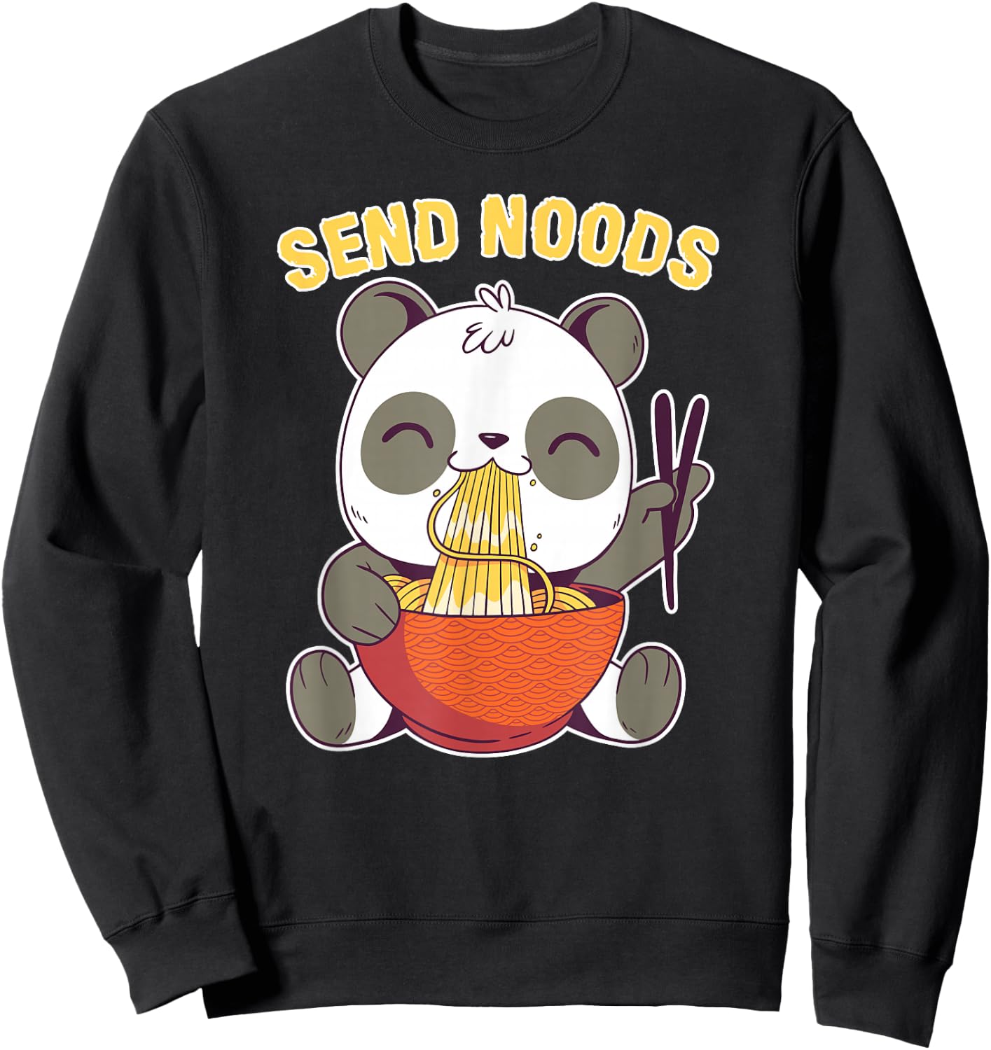 Send Noods Funny Ramen Noodle Panda Sweatshirt - Sweatshirt | Black