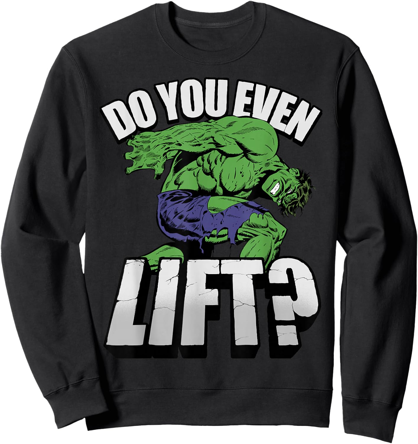 Marvel Hulk Do You Even Lift? Retro Portrait Sweatshirt - Sweatshirt | Black