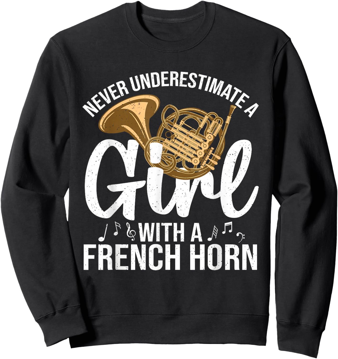 Best French Horn Art Girls French Horn Lover Sweatshirt - Sweatshirt | Black