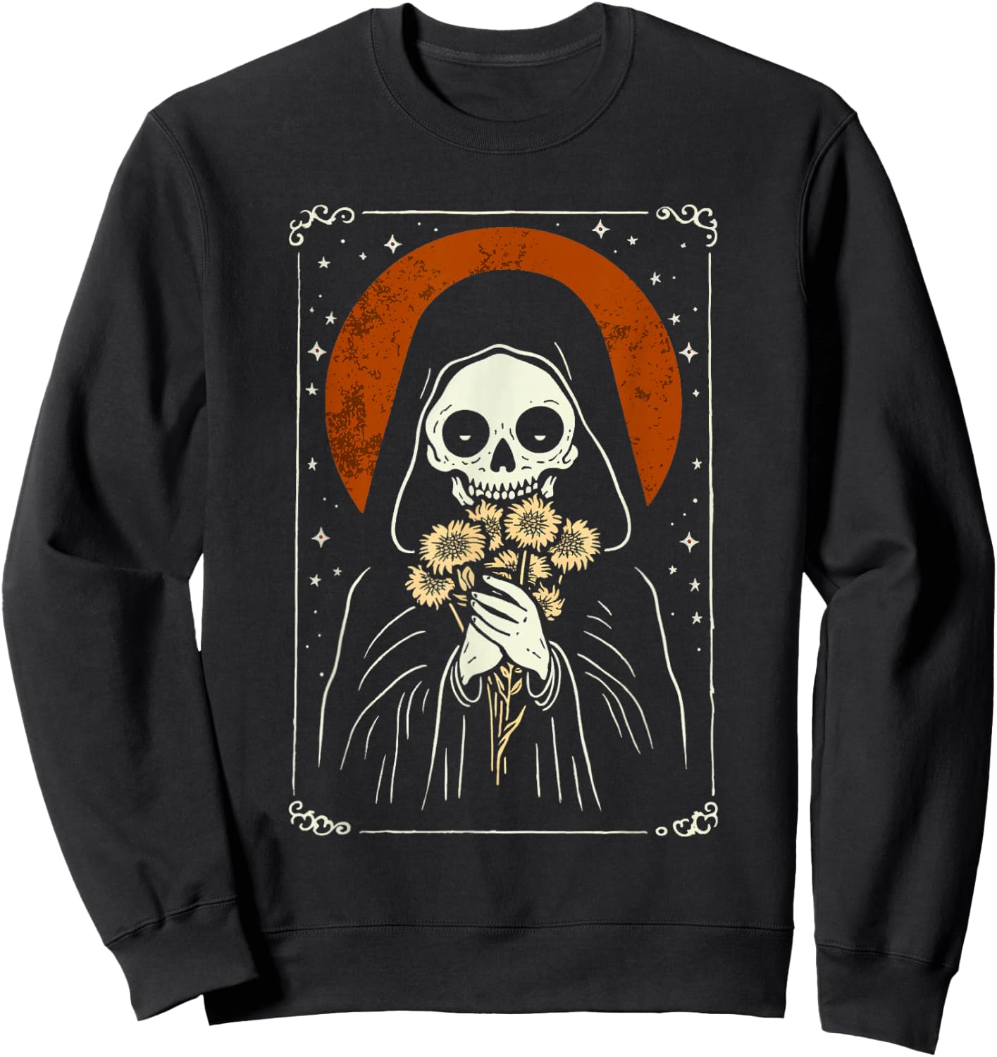Death Brings Flowers Cute Reaper Skull And Bouquet Sweatshirt - Sweatshirt | Black