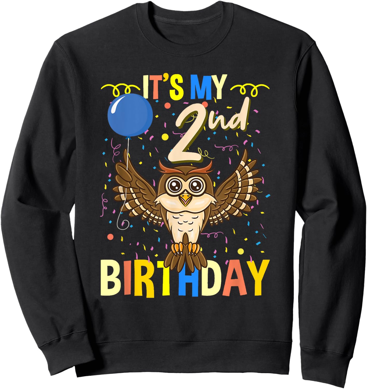Its My 2nd Birthday Owl Bird Sweatshirt - Sweatshirt | Black