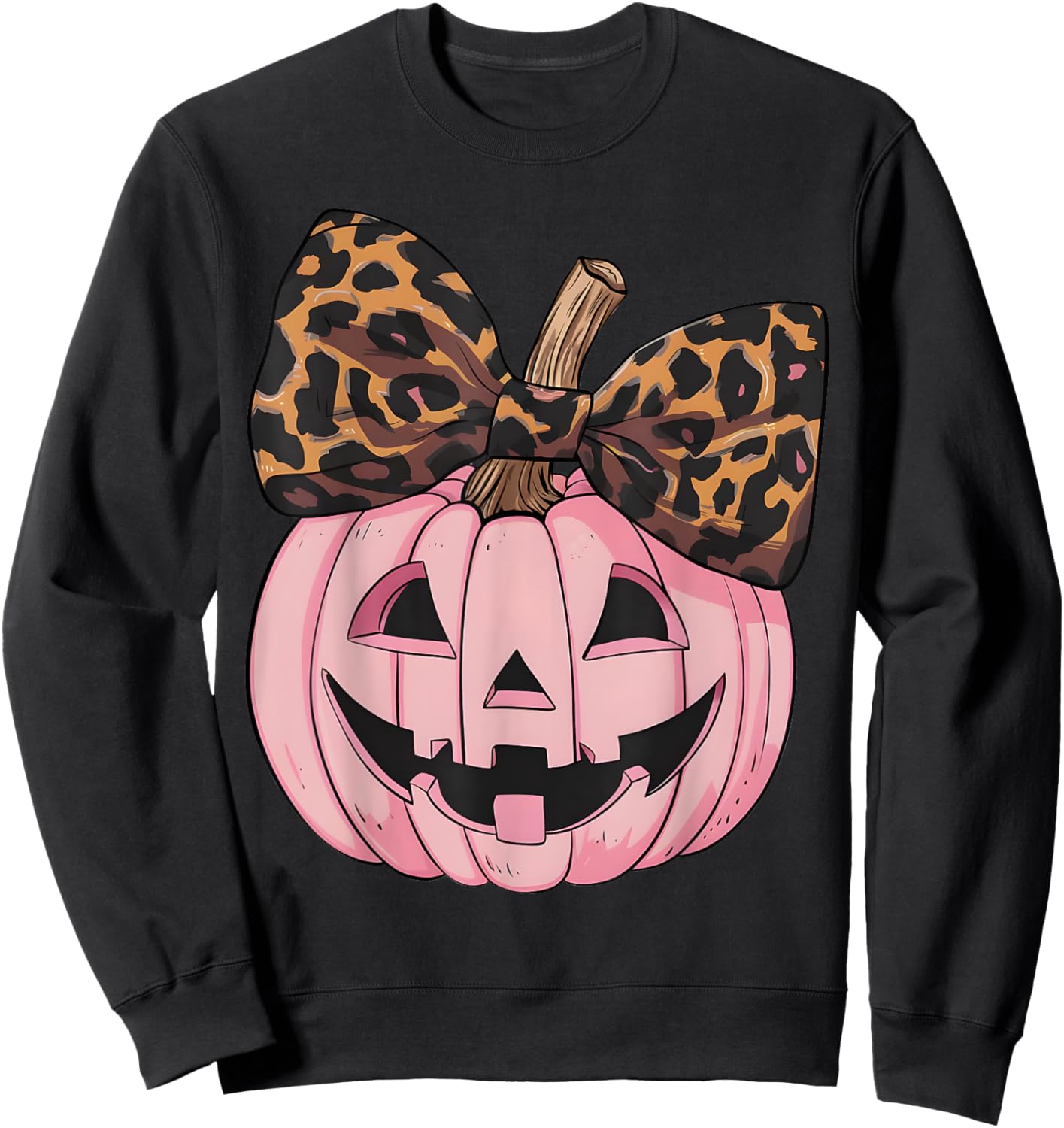 Coquette Bow Pink Pumpkin Funny Halloween Spooky Season Sweatshirt - Sweatshirt | Black