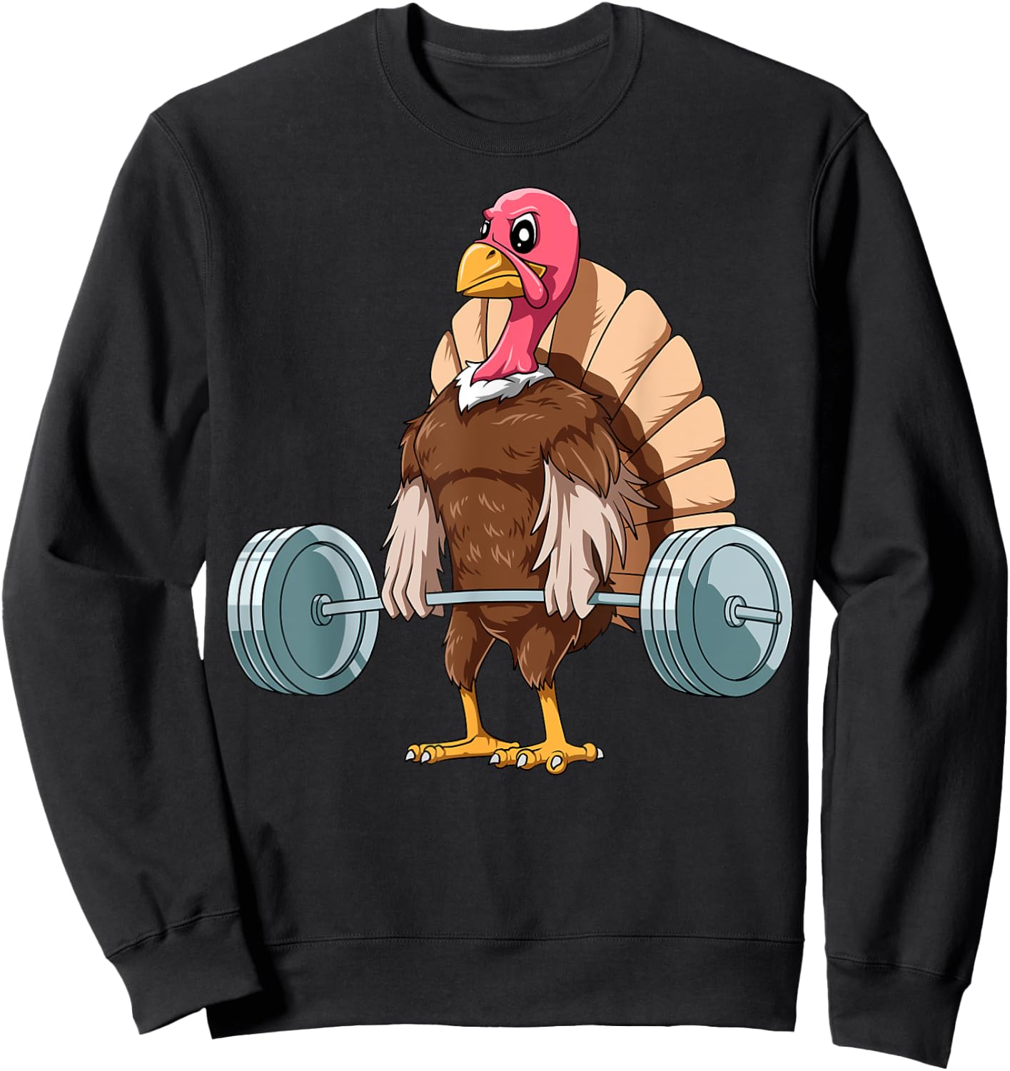 Deadlifting Zoo Thanksgiving Weightlifting Turkey Deadlifting - Black, Small, , Short Sleeve, Classic Fit, Cotton Blend, Turkey Theme, Gym, Thanksgiving Sweatshirt - Sweatshirt | Black