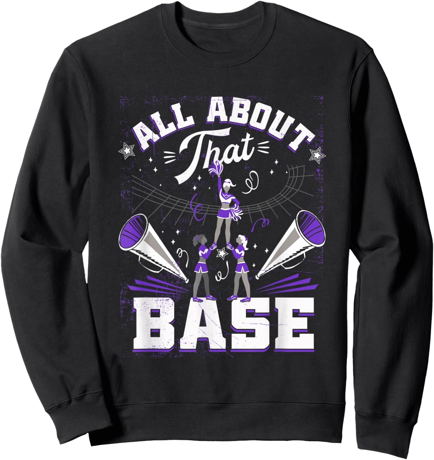 Funny Cheerleading All About That Base Cheer Leader Girls Sweatshirt - Sweatshirt | Black