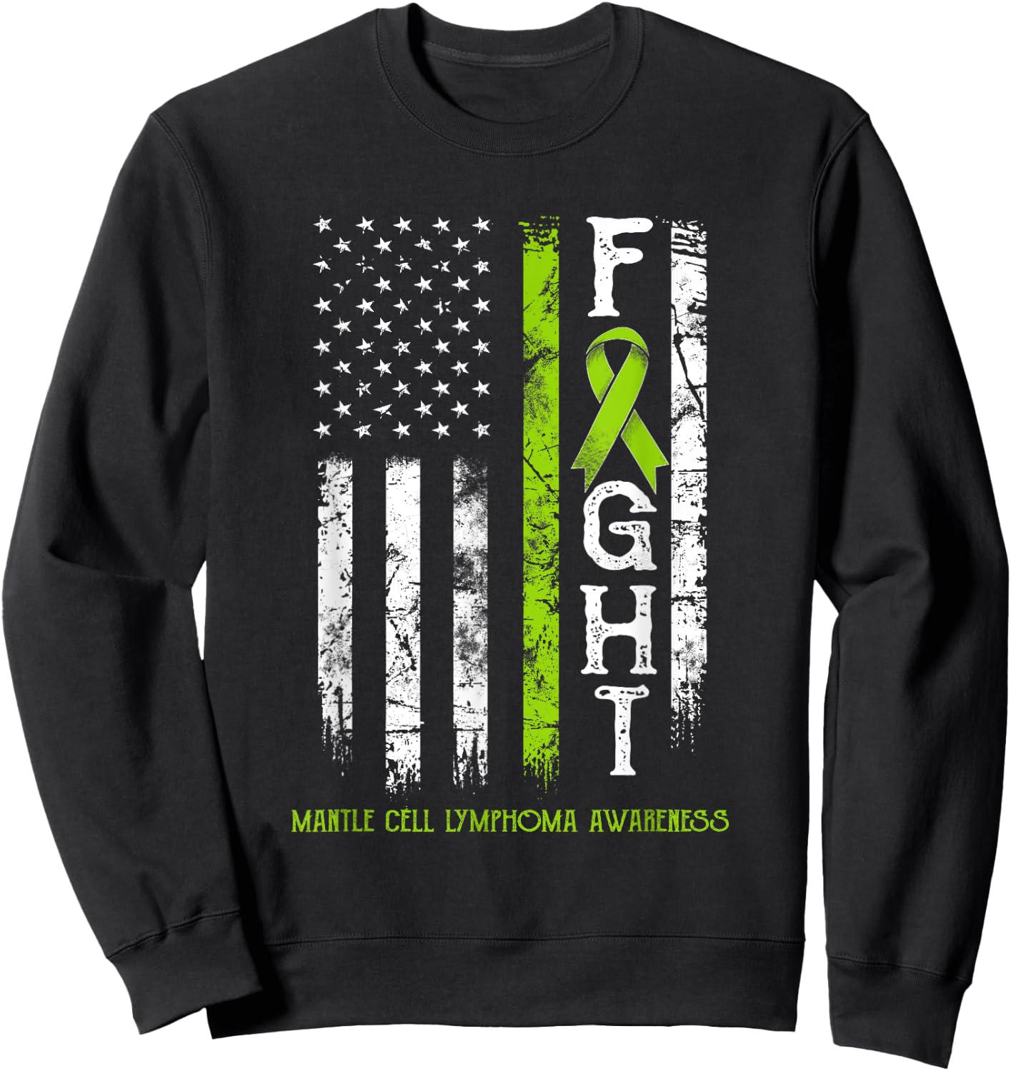Mantle Cell Lymphoma Warrior US Flag Sweatshirt - Sweatshirt | Black