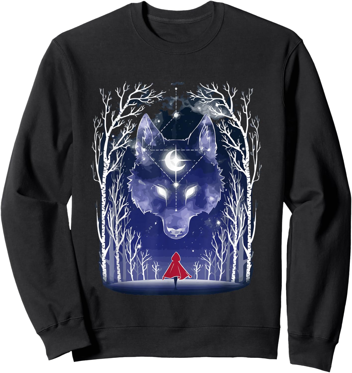 Vintage Fairytales Bad Wolf and Little Red Riding Hood Sweatshirt - Sweatshirt | Black
