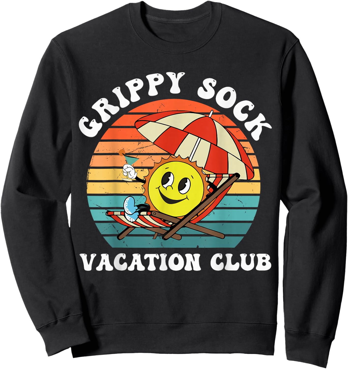 Grippy Sock Vacation Club Funny Sweatshirt - Sweatshirt | Black
