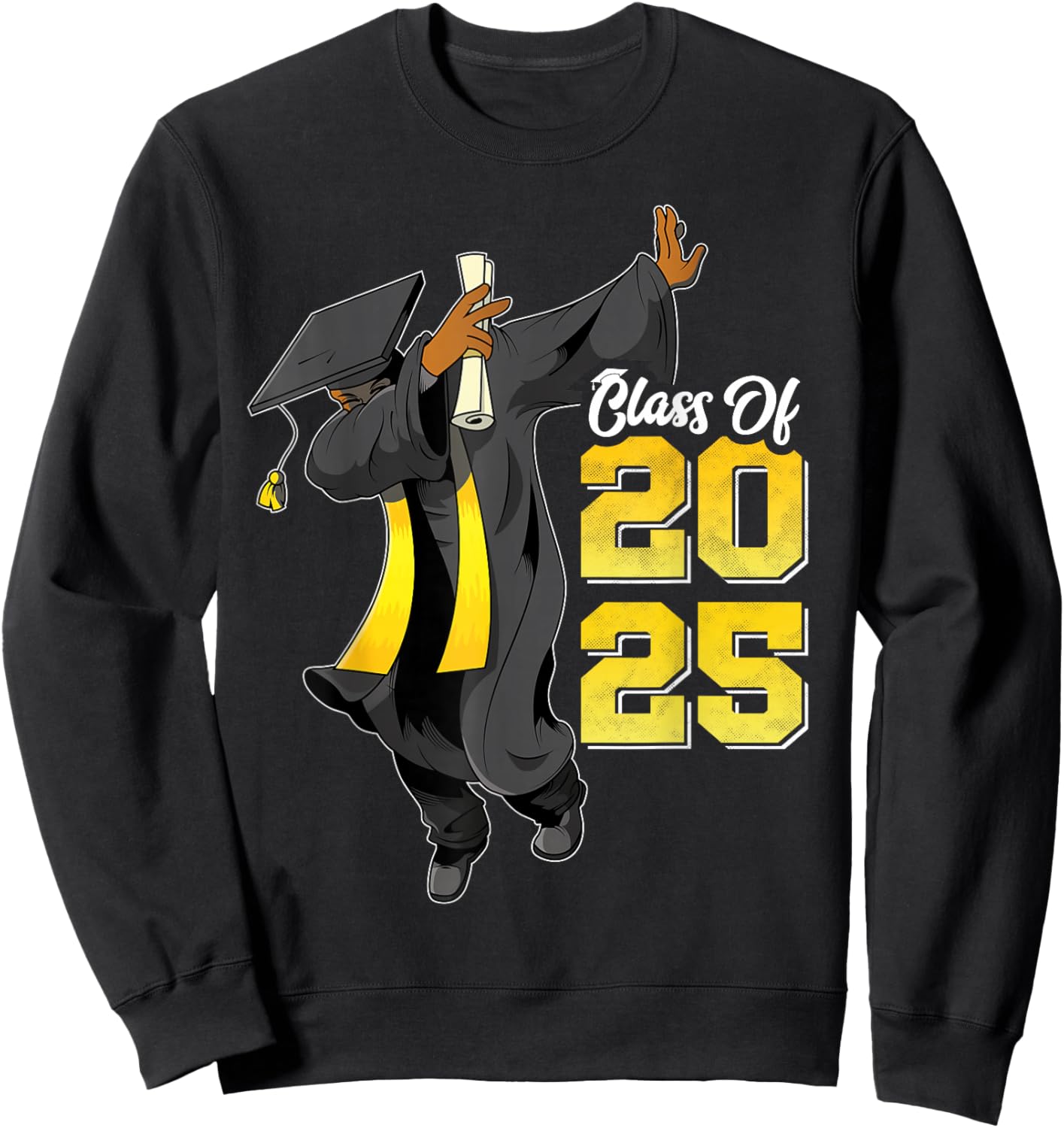 Dabbing Graduation Class of 2025 Gift Men Funny Graduation Sweatshirt - Sweatshirt | Black