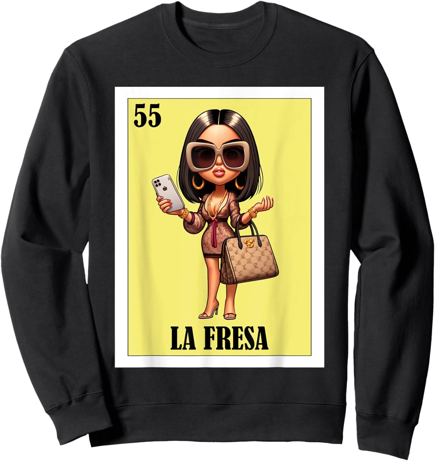 Funny Mexican Design - La Fresa Sweatshirt - Sweatshirt | Black