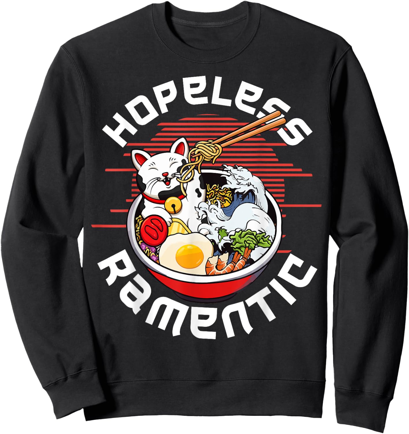 Cat Ramen Noodles Japanese Kawaii Funny Gifts , Women Sweatshirt - Sweatshirt | Black