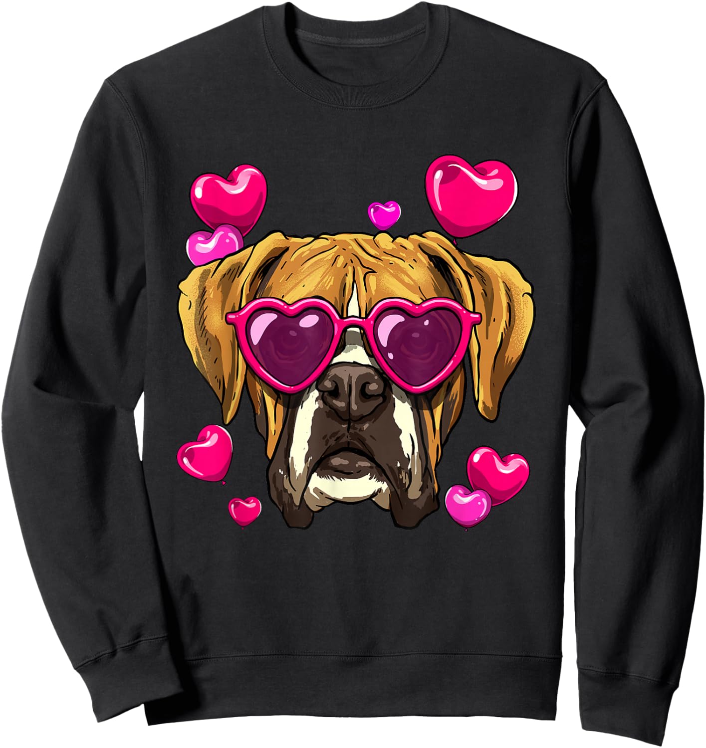 Valentine's Day Boxer Shirt Boxer Dog Face Heart Boxer Lover Sweatshirt - Sweatshirt | Black