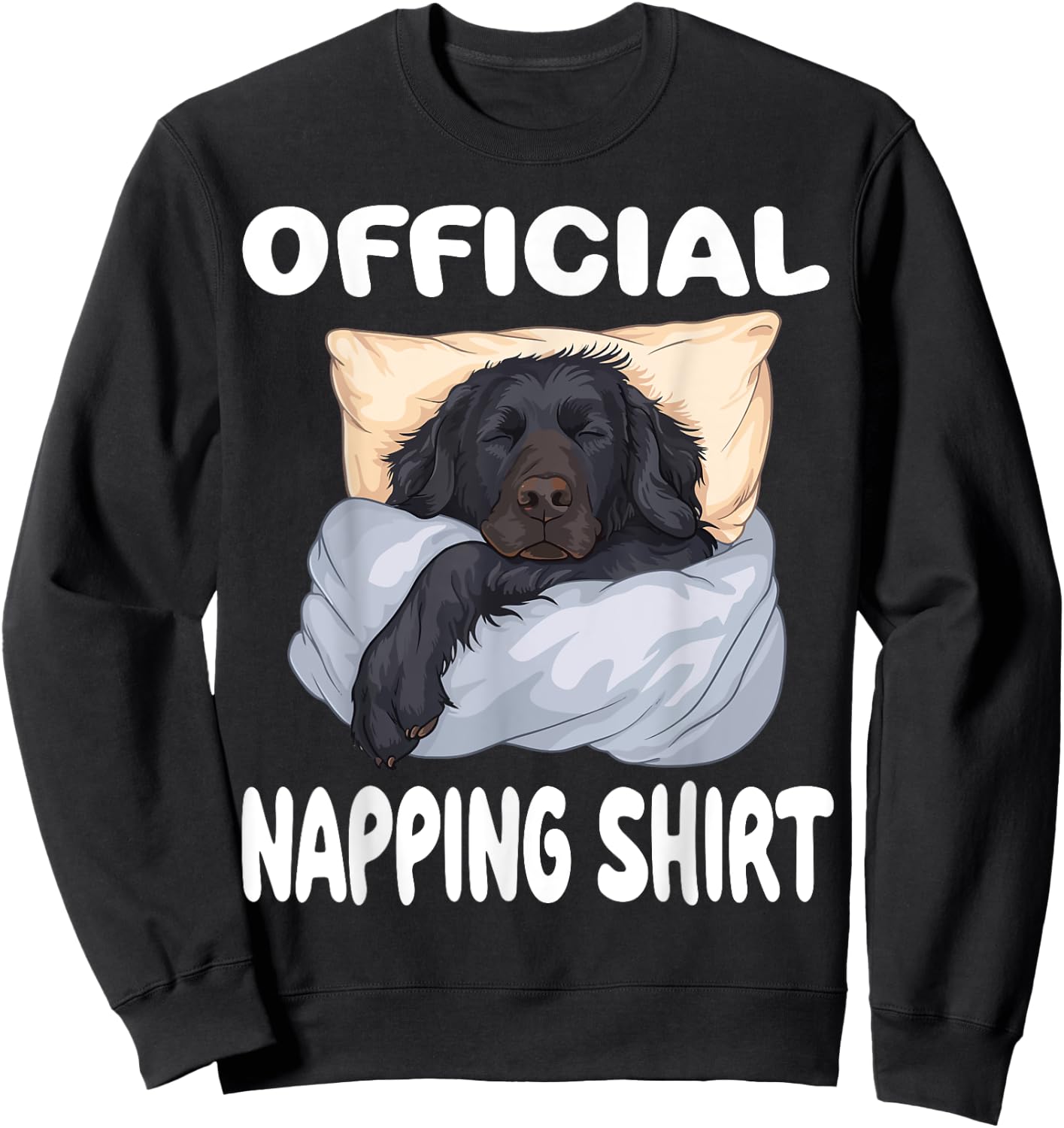 Flat Coated Retriever Dog Official Napping shirt Pajamas Men Women Girls Kids Sweatshirt - Sweatshirt | Black