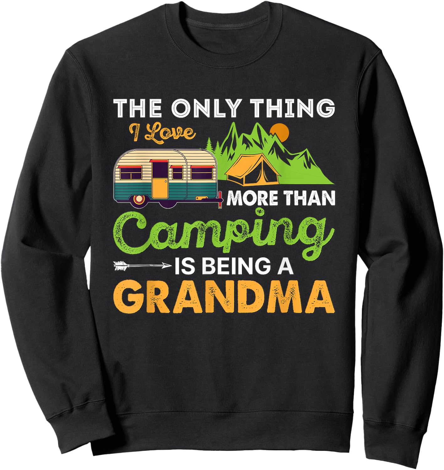 Camp Grandma Retro Vintage Outdoor Women's Camping Sweatshirt - Sweatshirt | Black