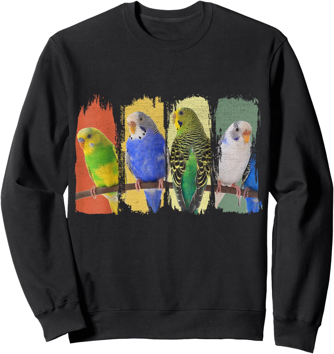 Budgie Bird Budgerigar Retro Sweatshirt - Sweatshirt | Black
