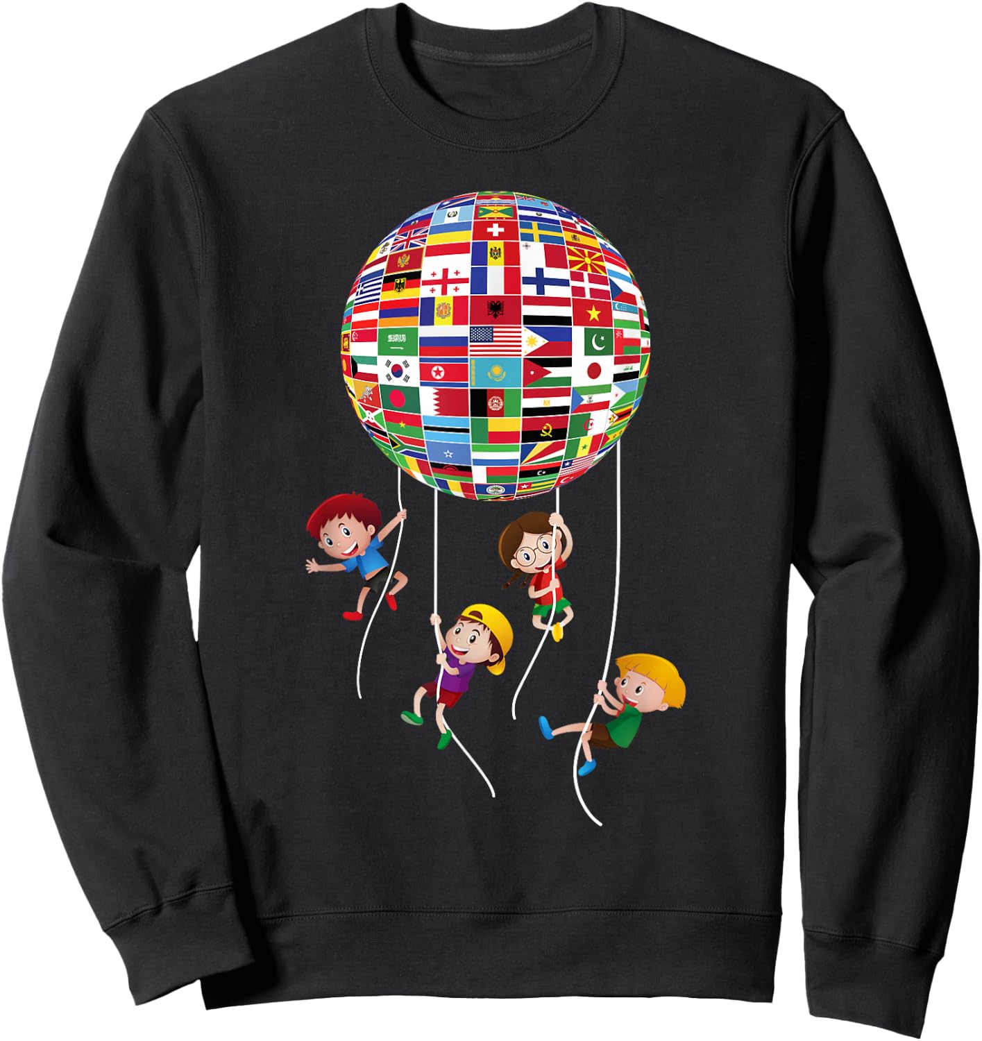 Flags Of The World Cultural Diversity Kids Around The Globe Sweatshirt - Sweatshirt | Black