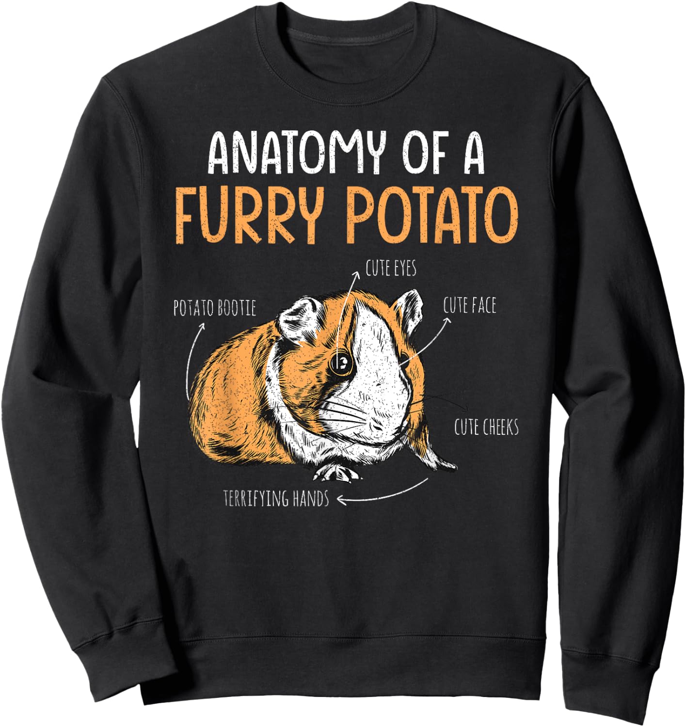 Anatomy Of A Furry Potato Funny Guinea Pig Lover Sweatshirt - Sweatshirt | Black