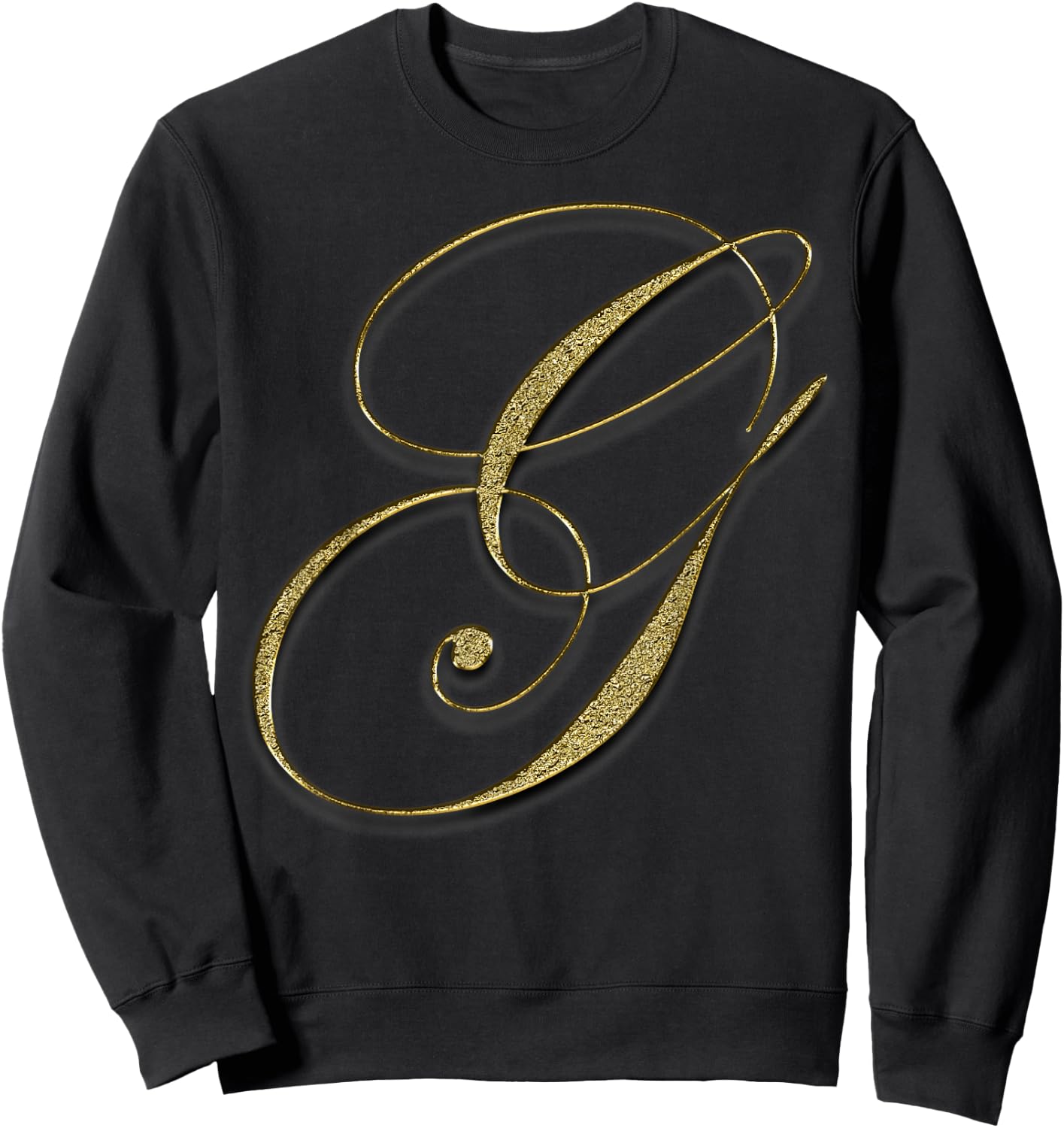 Monogram Initial Letter G Gold Sweatshirt - Sweatshirt | Black