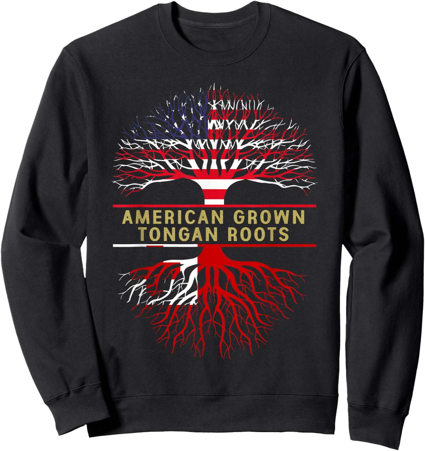 American Grown Tongan Roots America Tonga Tree Flag Sweatshirt - Sweatshirt | Black