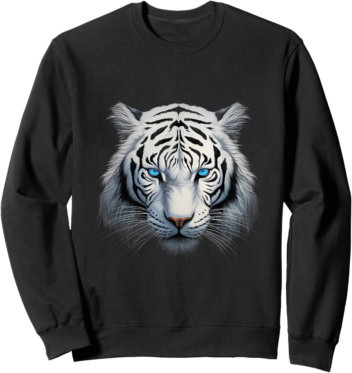 Royal White Tiger with Blue Eyes Sweatshirt - Sweatshirt | Black