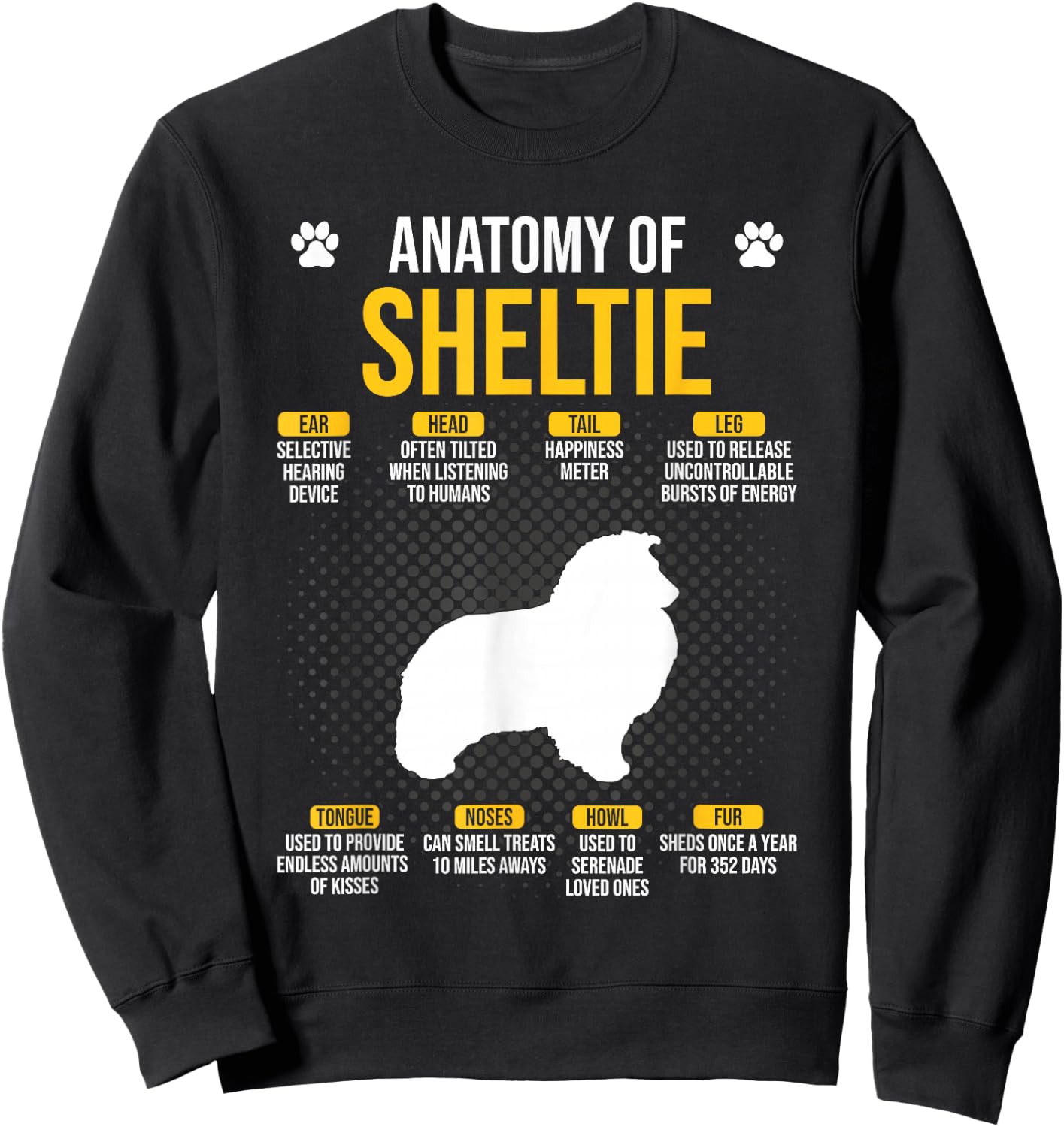 Anatomy Of Sheltie Dog Lover Sweatshirt - Sweatshirt | Black