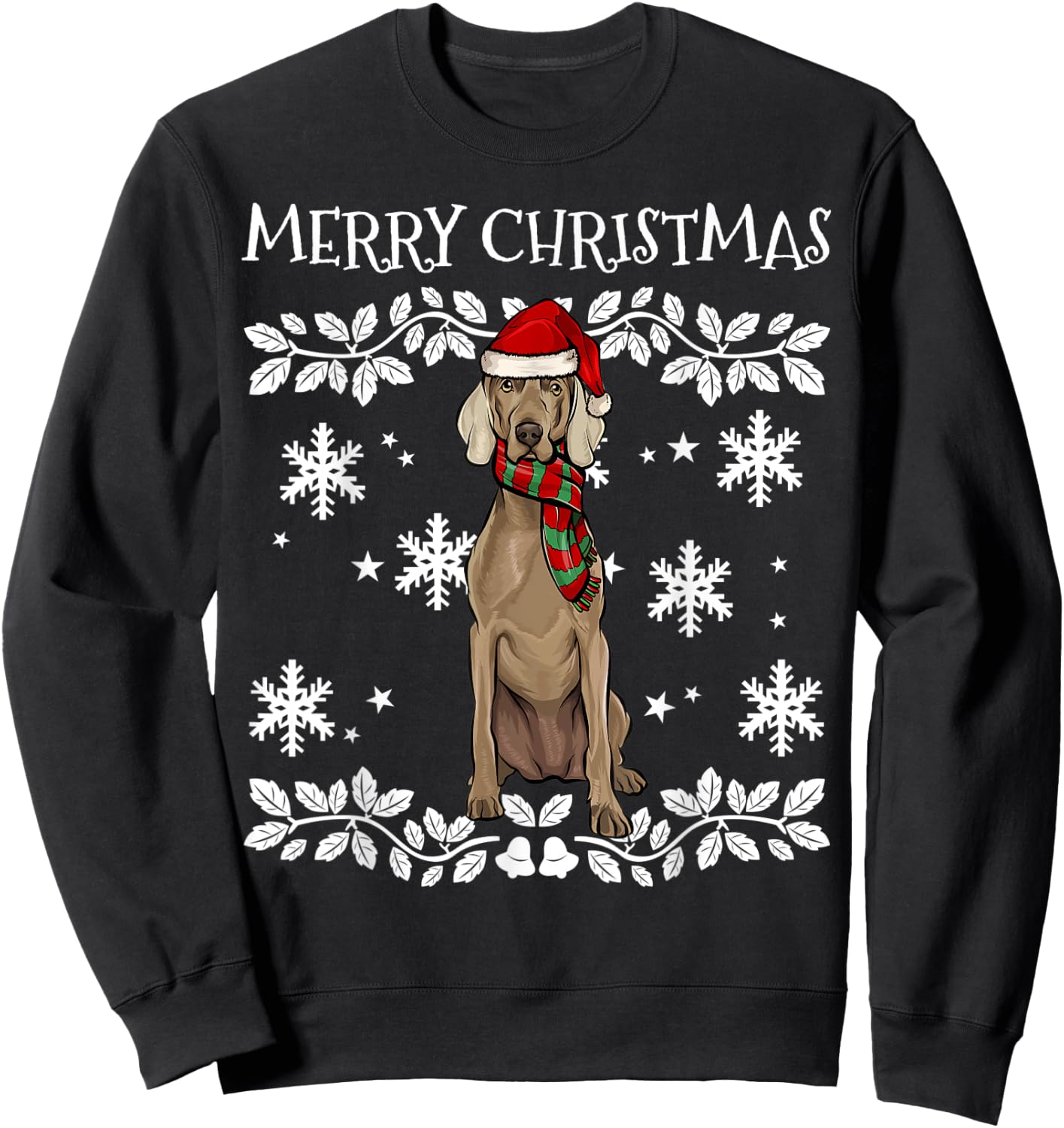 Merry Christmas Ornament Weimaraner Xmas Santa Sweatshirt - Sweatshirt | Black