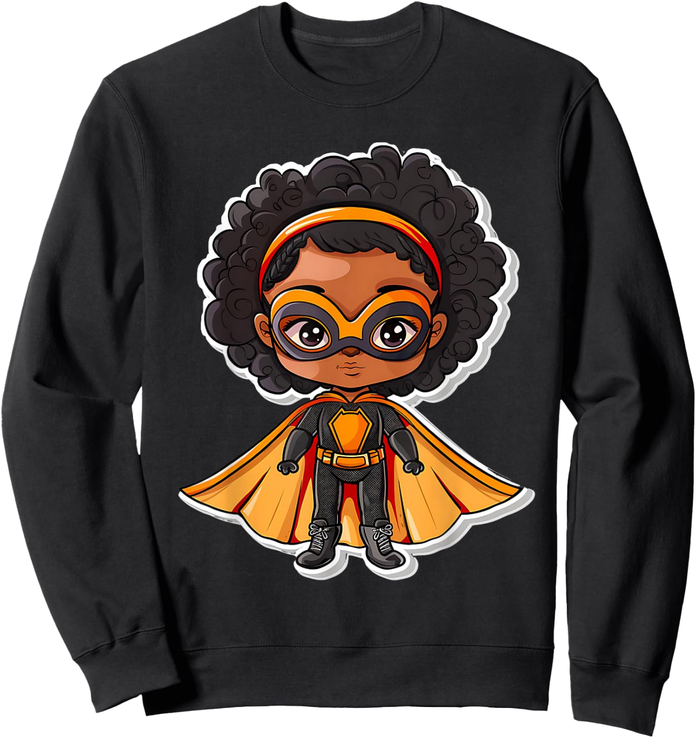 Afro Girl Birthday African American Comic Superhero 2024 Sweatshirt - Sweatshirt | Black