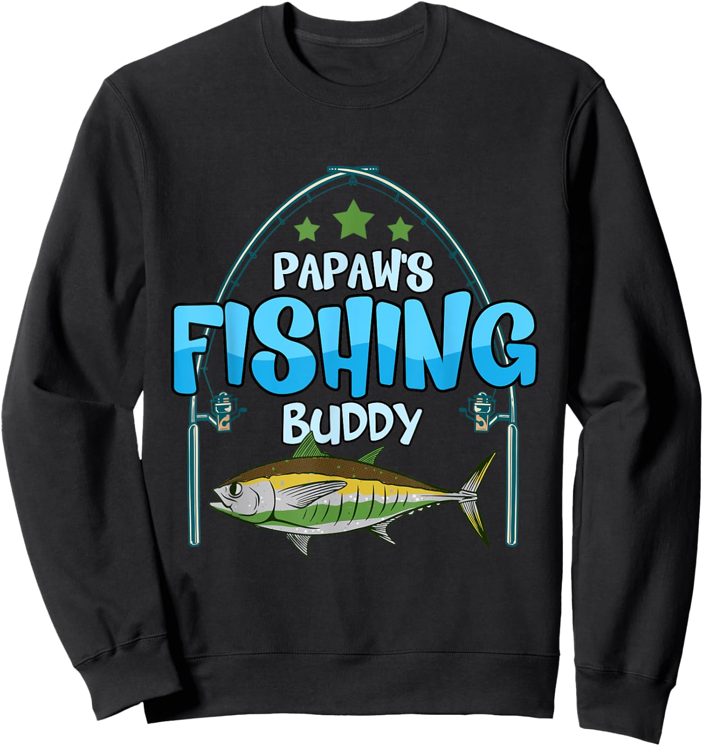 Fishing Papaw's Fishing Buddy Fish Fisherman Boys Sweatshirt - Sweatshirt | Black