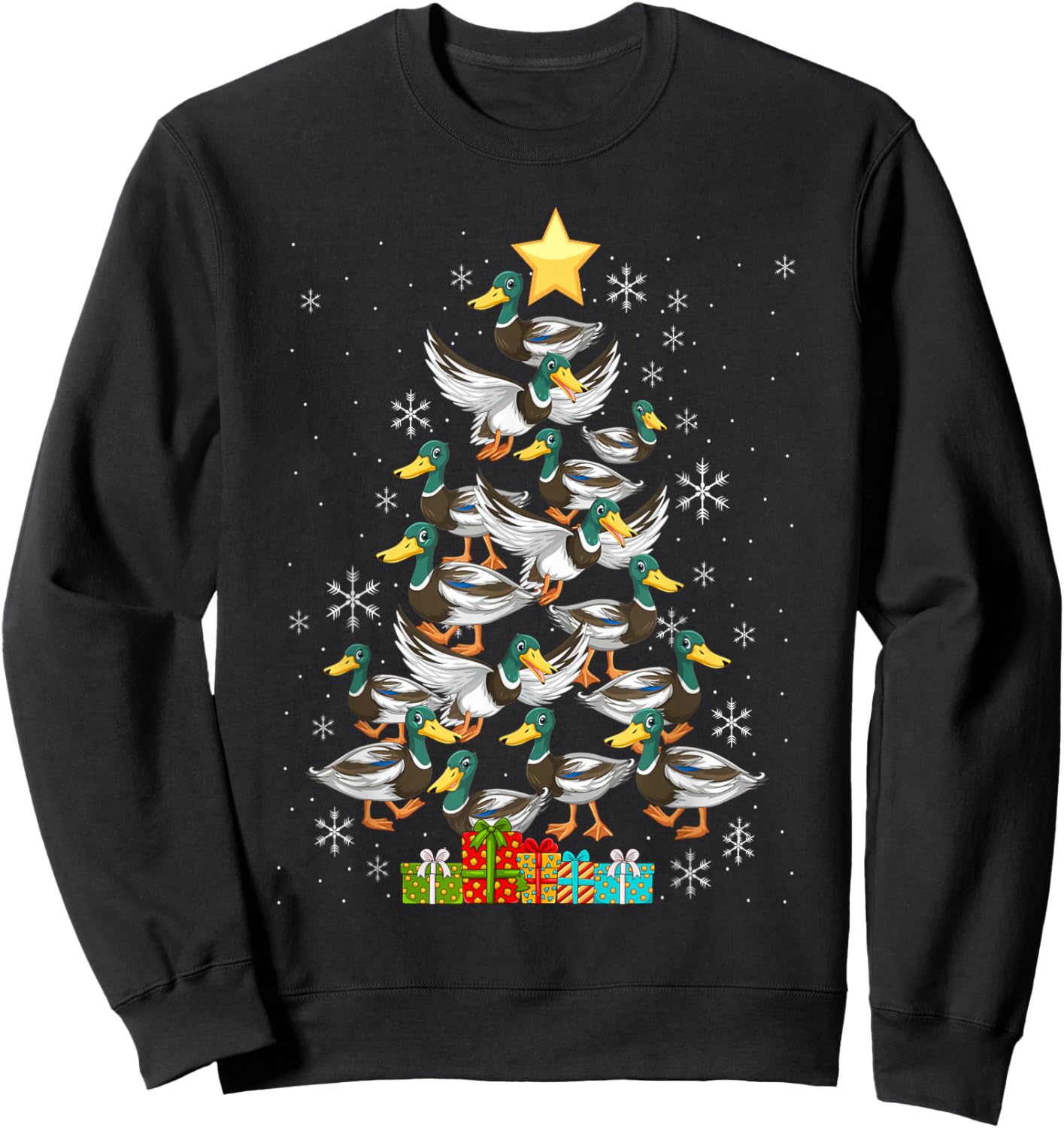 Mallard Duck Christmas Tree Costume Duck Lover Sweatshirt - Sweatshirt | Black