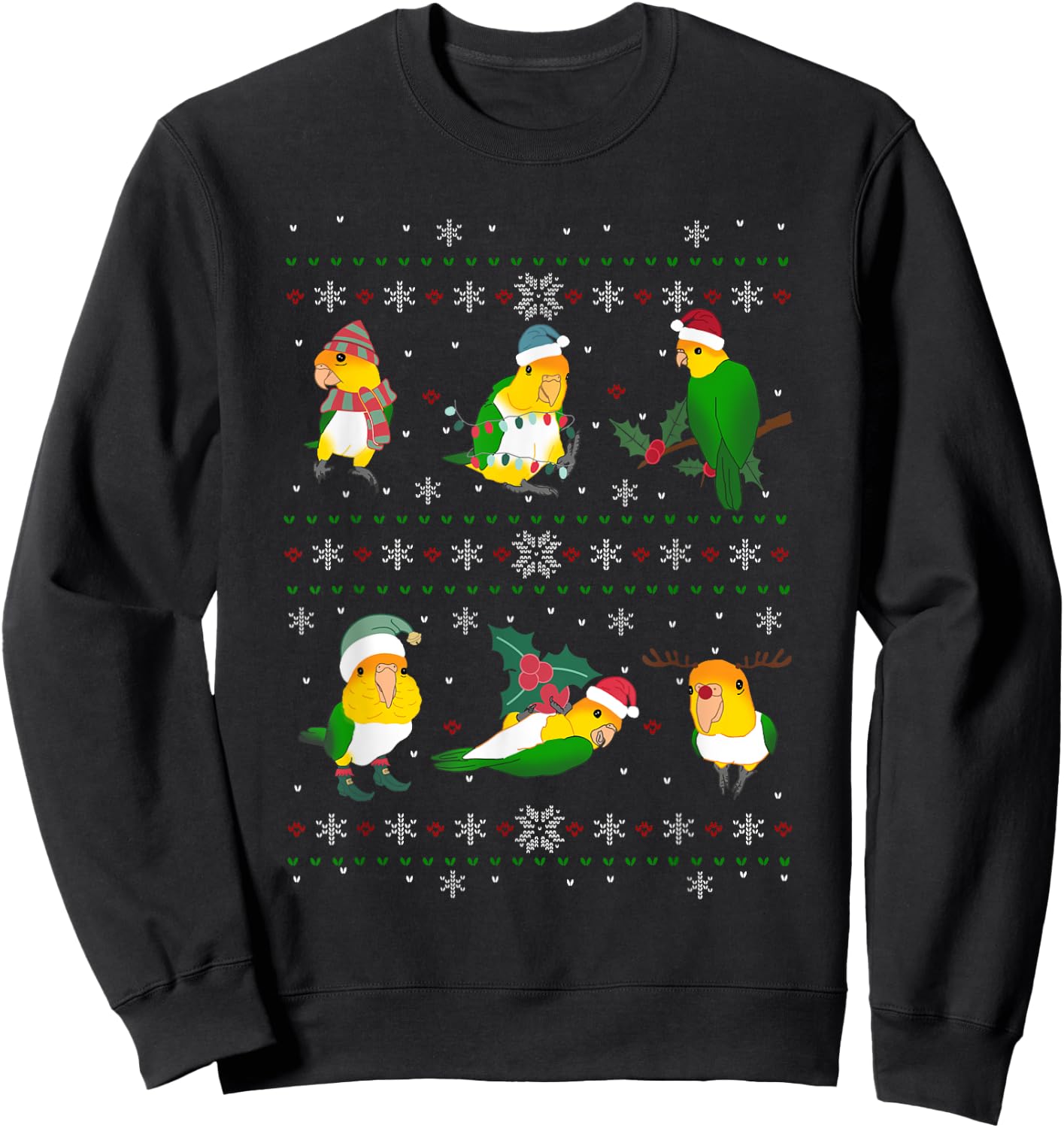 Ugly Christmas Caique Parrot Owner Holidays Birb memes Sweatshirt - Sweatshirt | Black