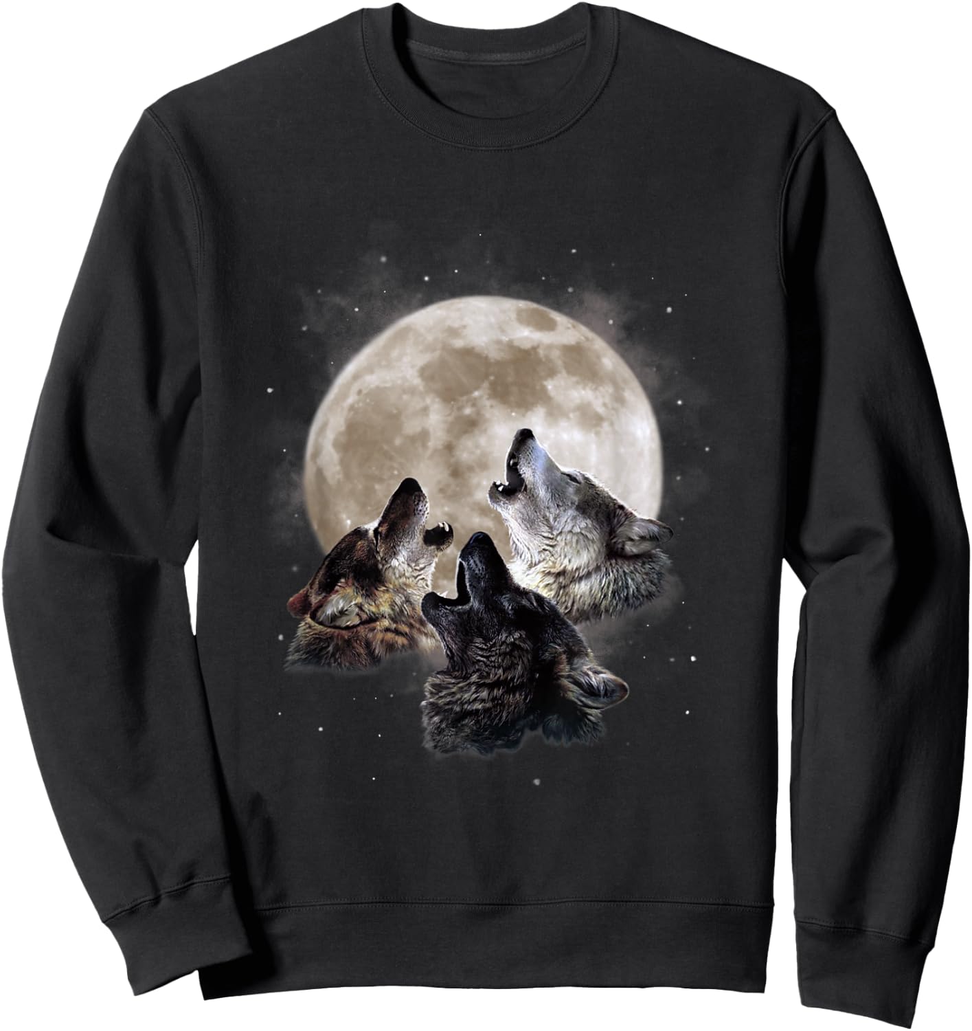 Three Wolves Howling at the Moon - Wolf Lover Sweatshirt - Sweatshirt | Black
