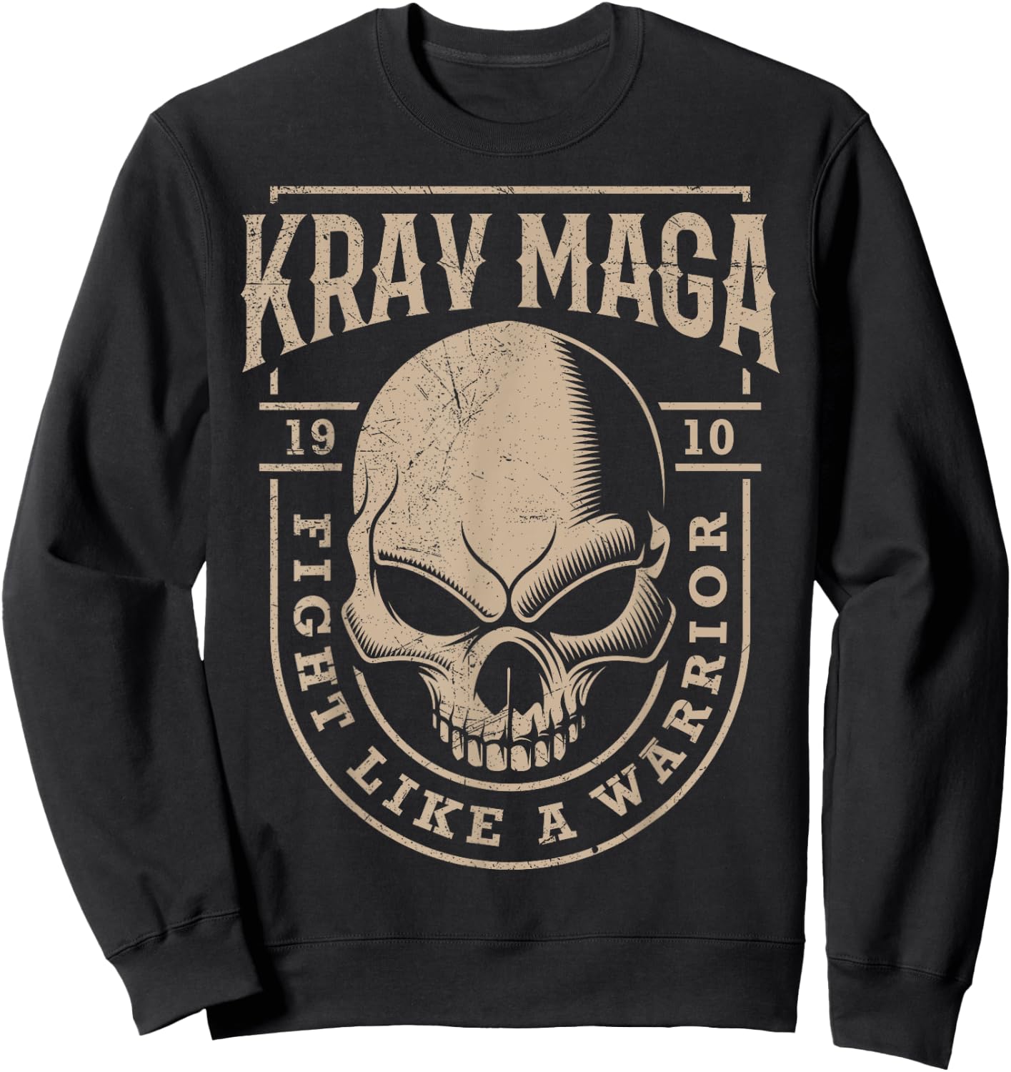 Skull Krav MAGA Warrior - Combat and Self Defense Gift Sweatshirt - Sweatshirt | Black