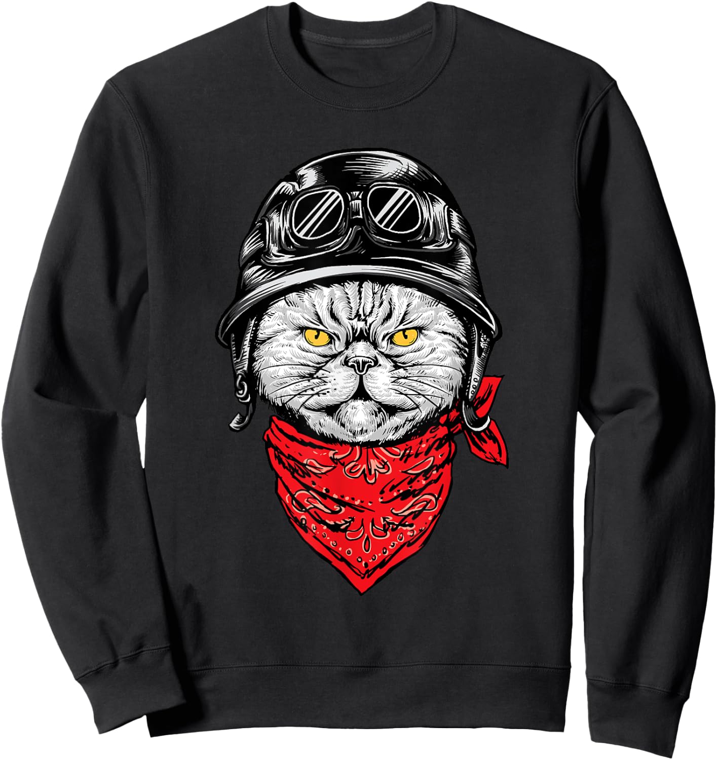 Biker Cat - Motorcycle Chopper Biker Motorbike Sweatshirt - Sweatshirt | Black