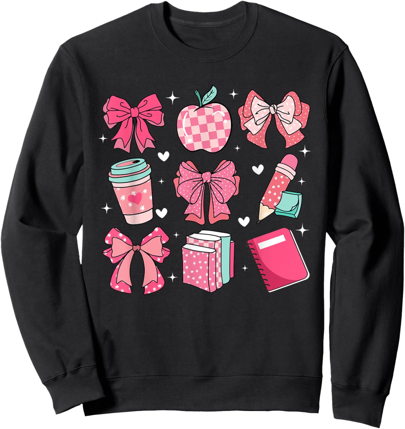 Coquette Bows Teacher Life Back To School Teach Love Inspire Women Girls Kids Sweatshirt - Sweatshirt | Black