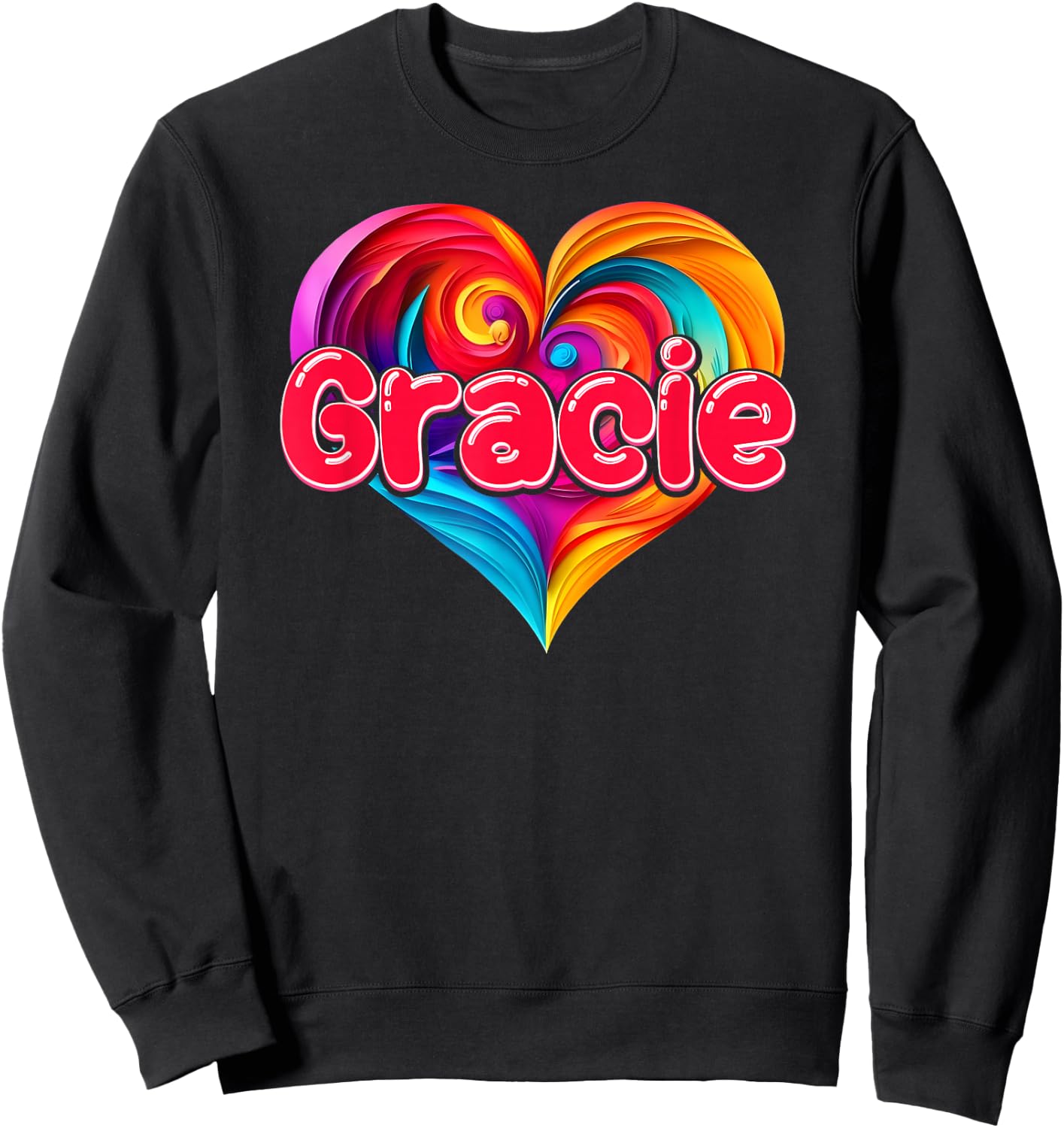 I Heart Love Gracie First Name Colorful Named Sweatshirt - Sweatshirt | Black