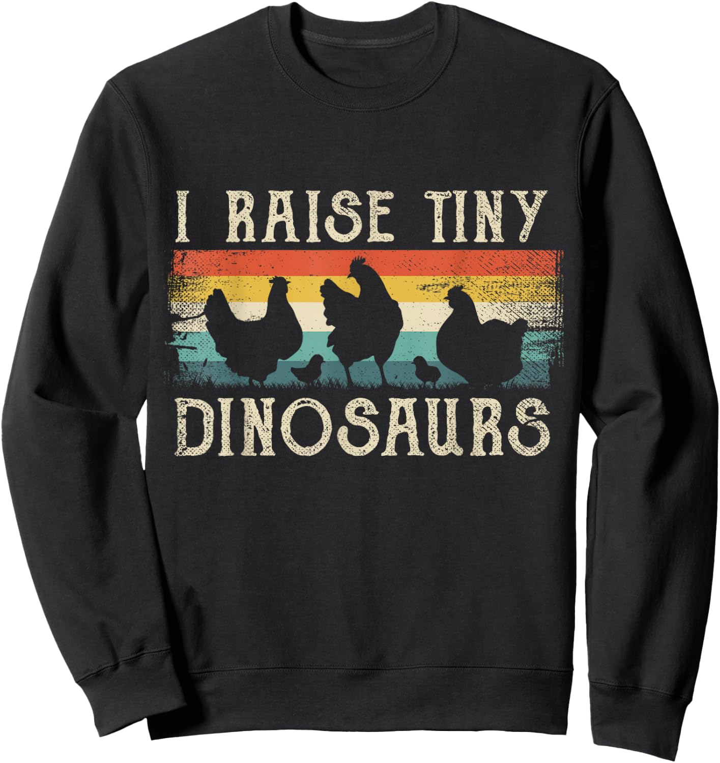 I Raise Tiny Dinosaurs Retro 70S Chicken Silhouette Sweatshirt - Sweatshirt | Black