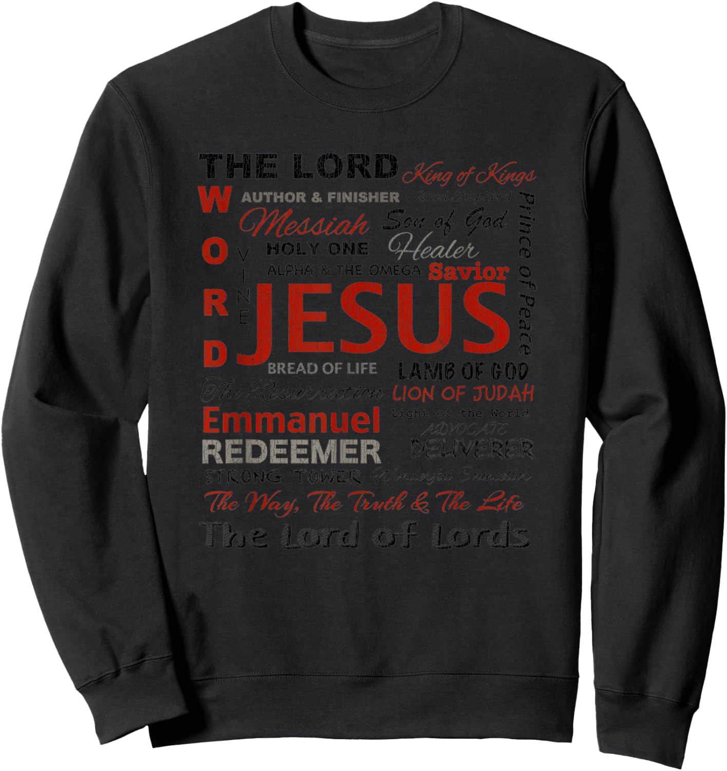 Vintage Names Of God Jesus Christ Bible Verse Christian Sweatshirt - Sweatshirt | Black