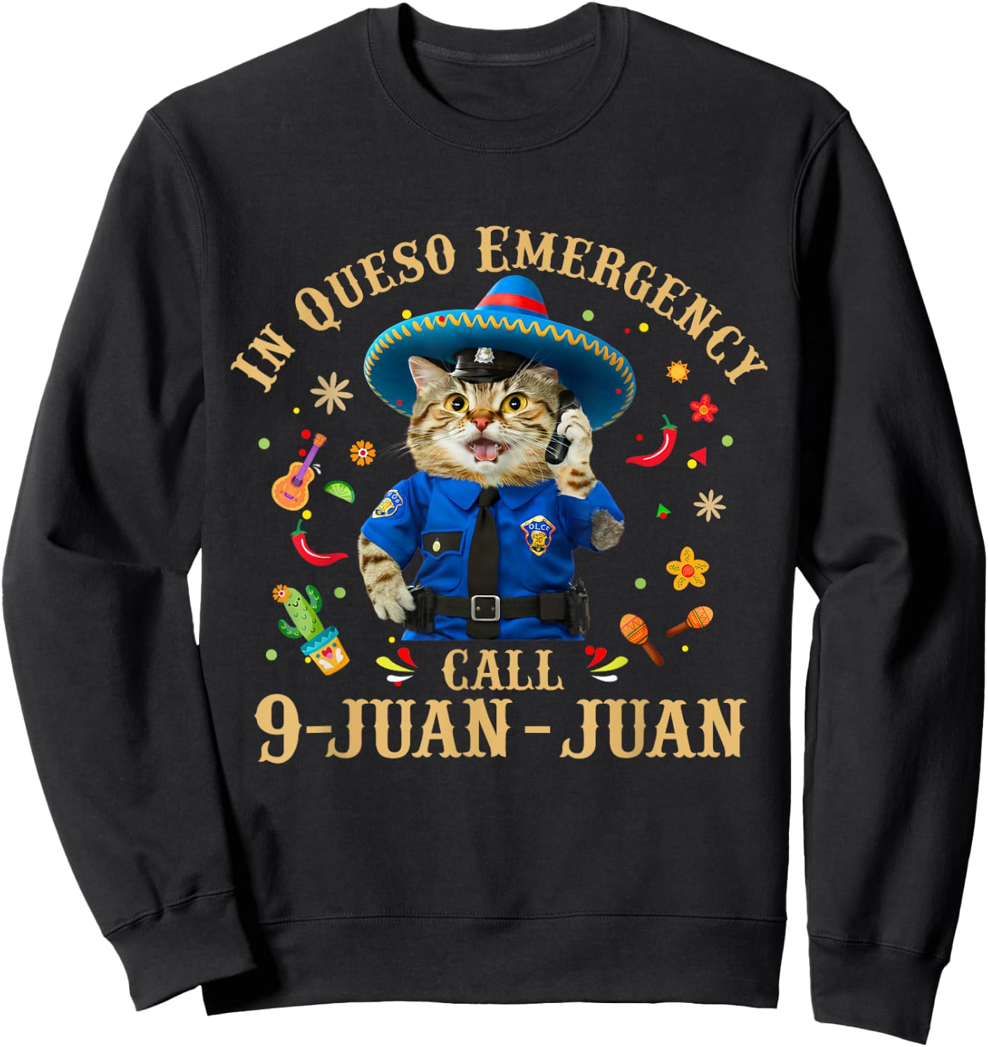 Funny Cinco De Mayo Paramedic Tacos Cat Lover 911 Dispatcher Men Women Sweatshirt - Sweatshirt | Black