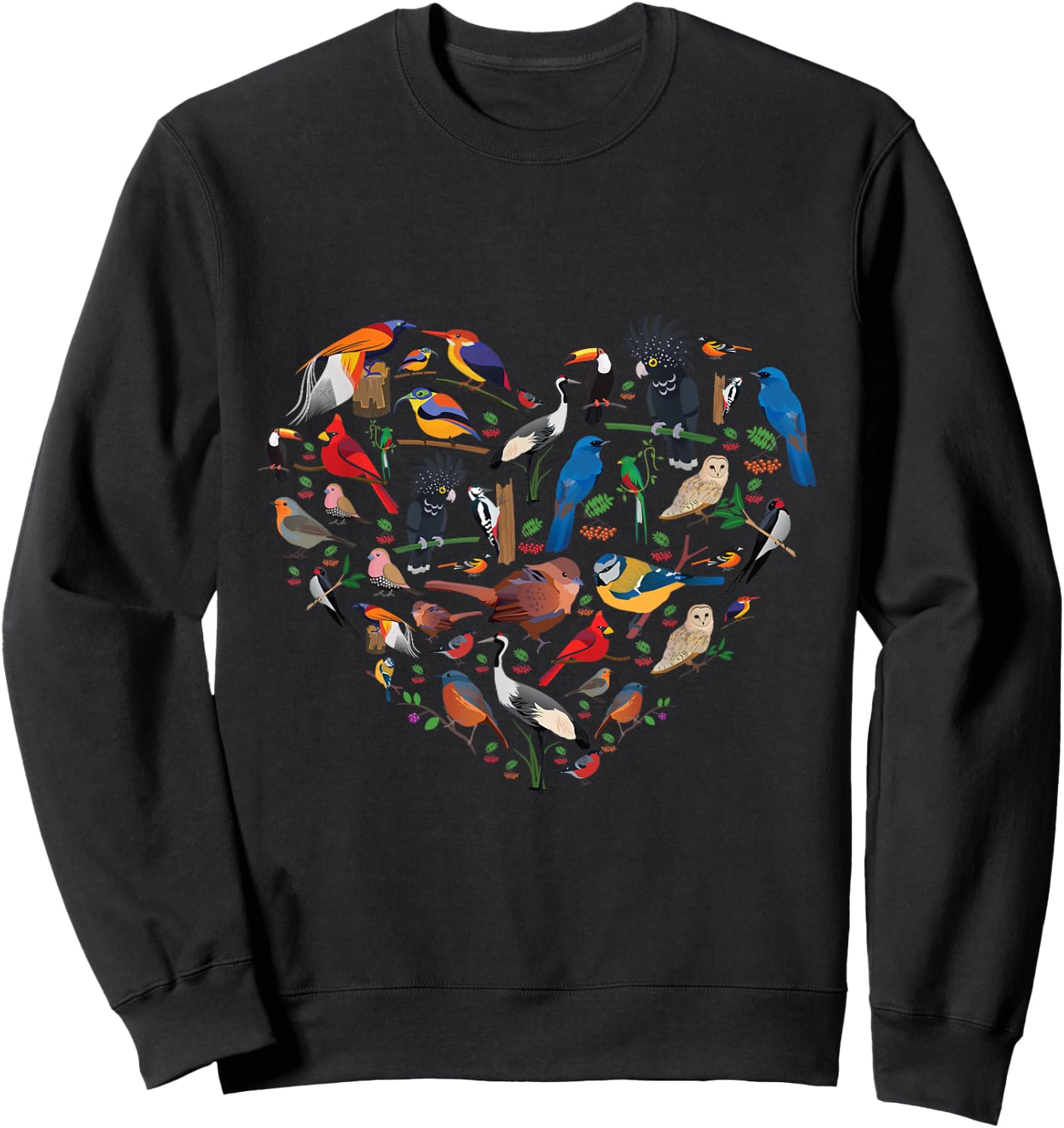 Birds lover heart Bird Watching men women kids Sweatshirt - Sweatshirt | Black