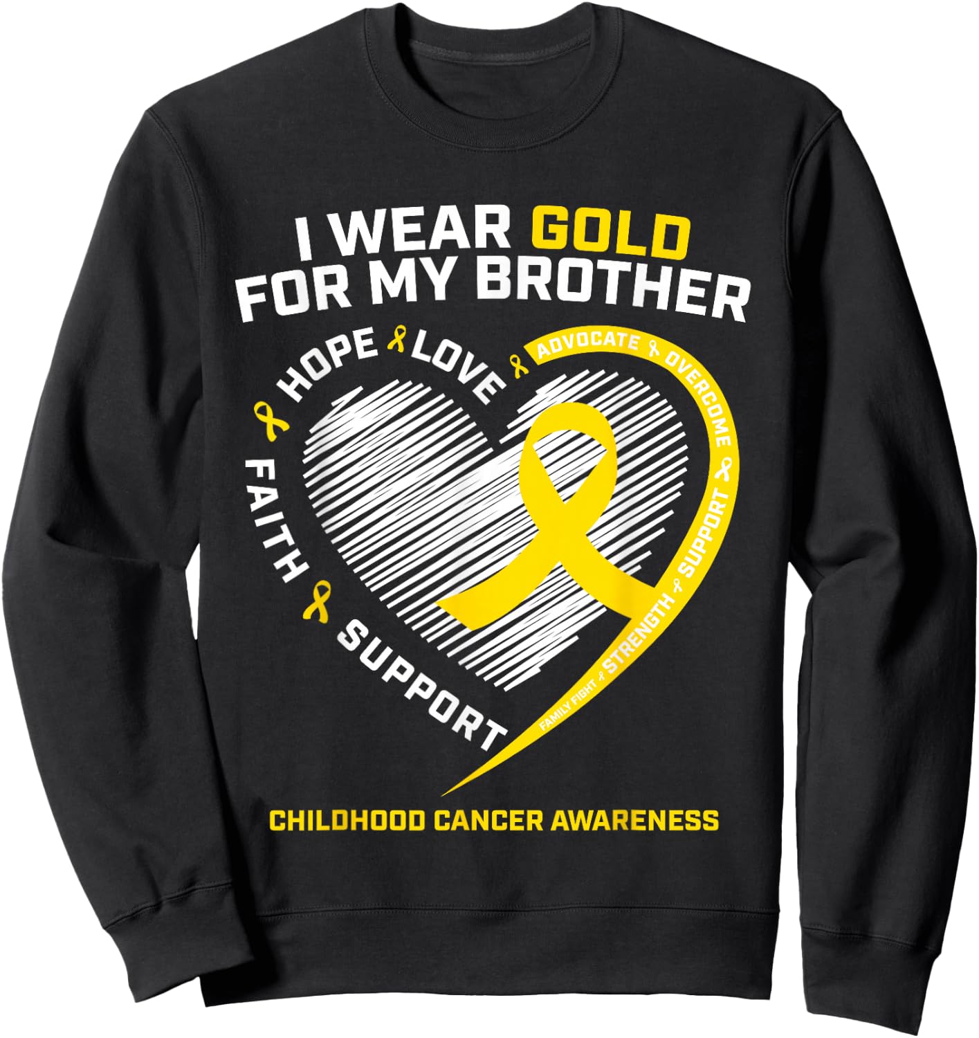 Kids I Wear Gold For My Brother Childhood Cancer Awareness Sweatshirt - Sweatshirt | Black