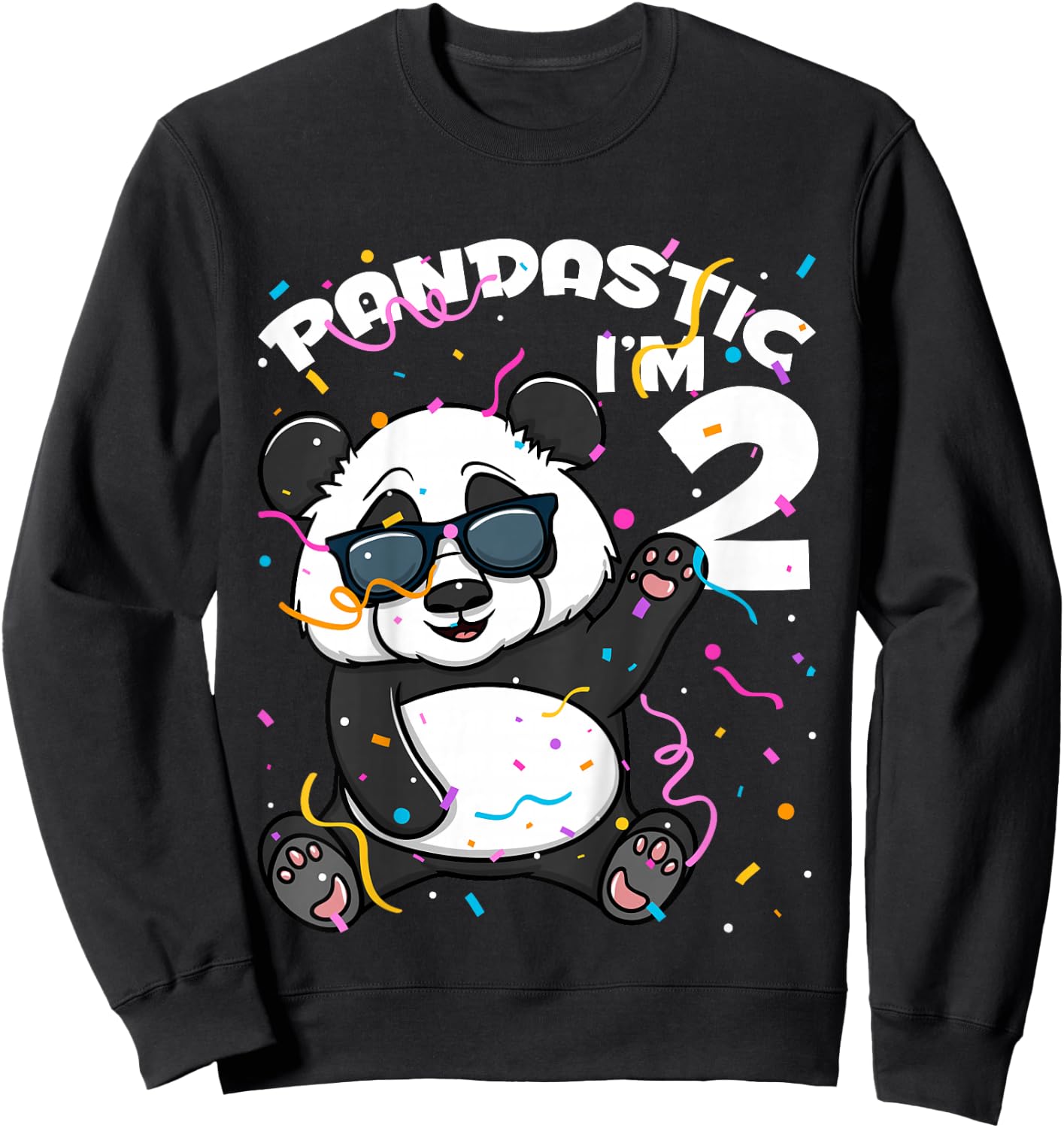 Kids 2nd Birthday Panda Pandastic 2 Year Old Boys Girls Sweatshirt - Sweatshirt | Black