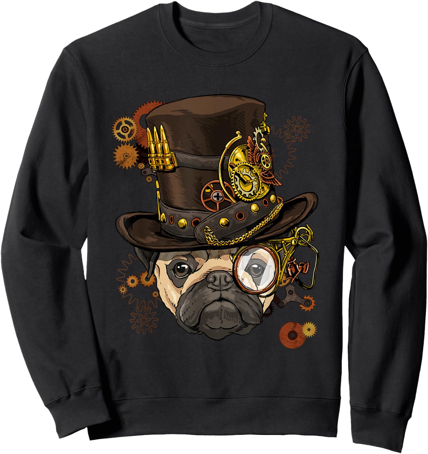 Steampunk Pug Dog Steampunk Pug Lovers Sweatshirt - Sweatshirt | Black