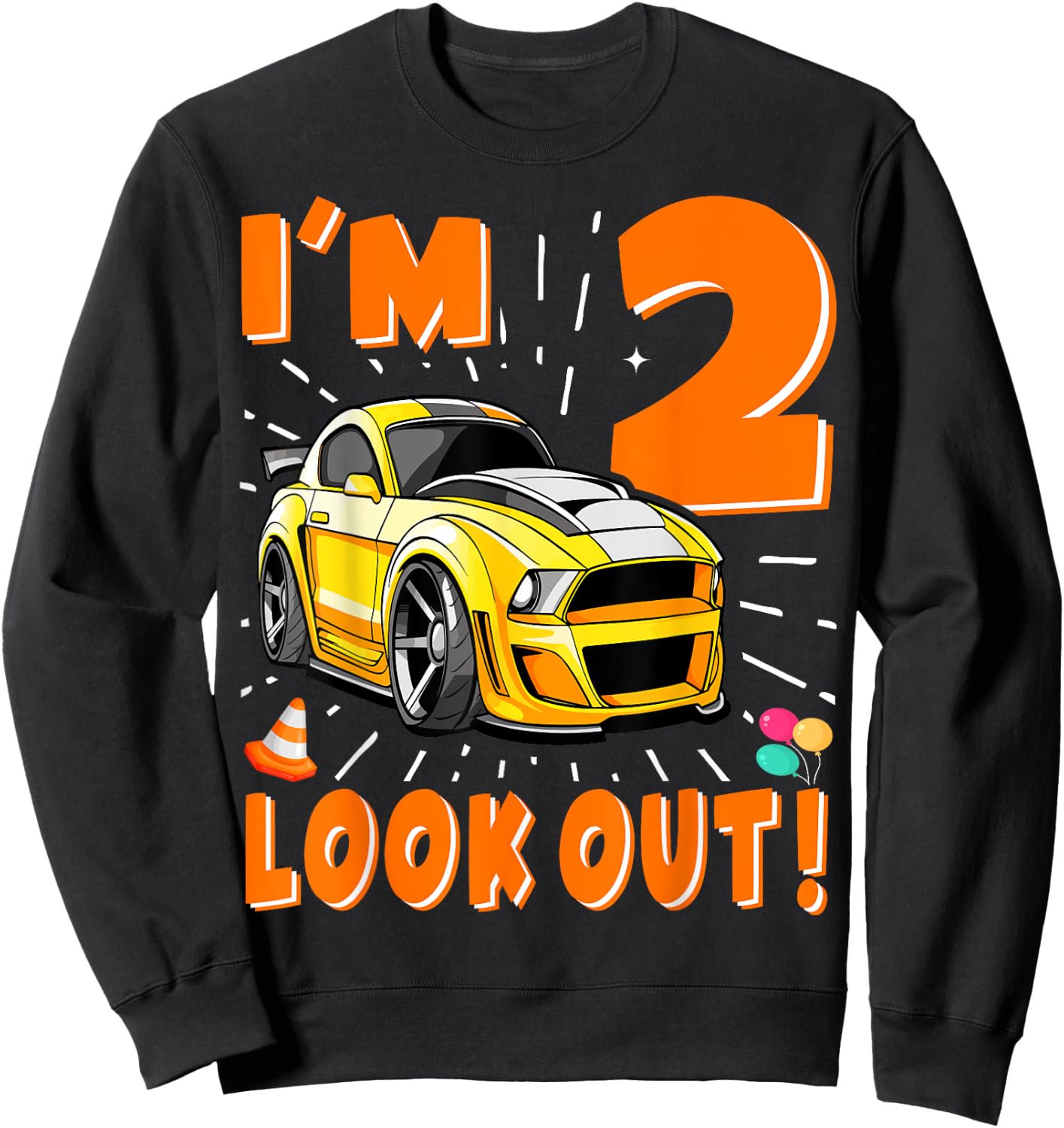 Two 2nd Birthday Boy Race Car 2 Years Old Car Racing Sweatshirt - Sweatshirt | Black