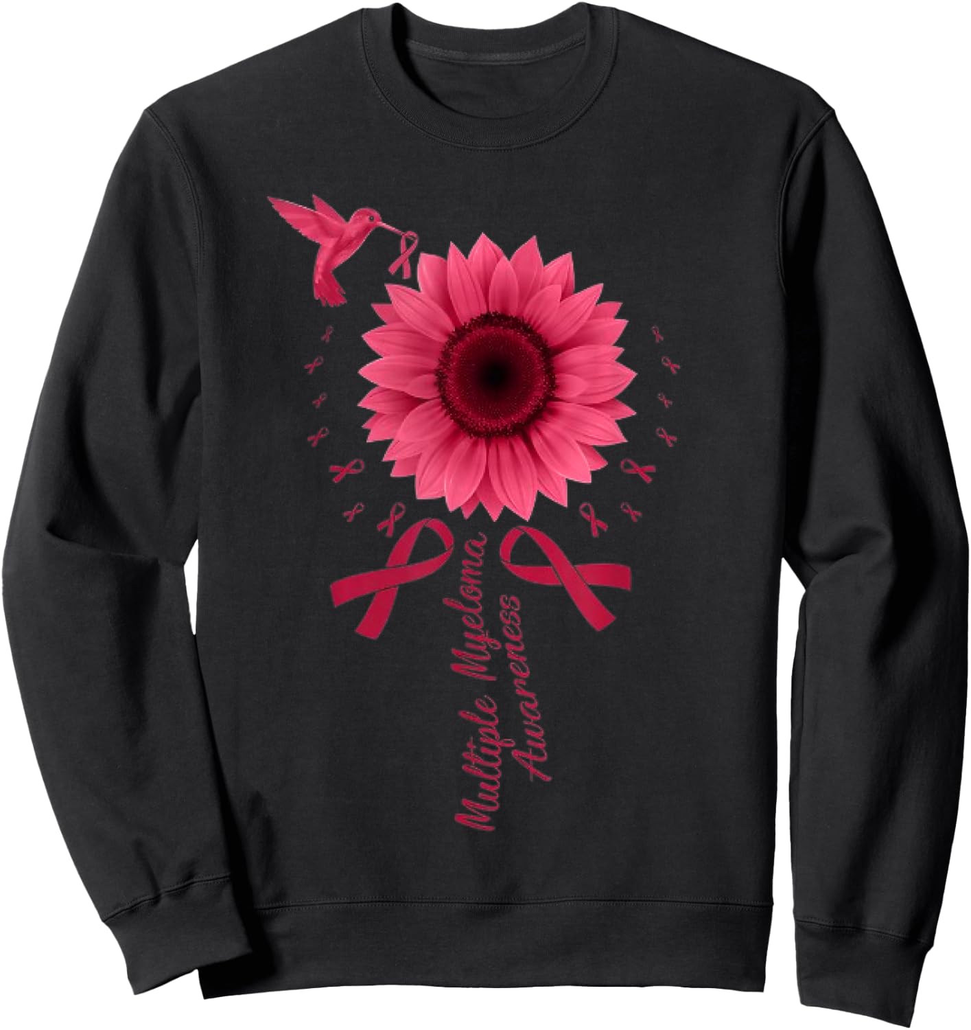 Sunflower Ribbon Multiple Myeloma Cancer Awareness Sweatshirt - Sweatshirt | Black